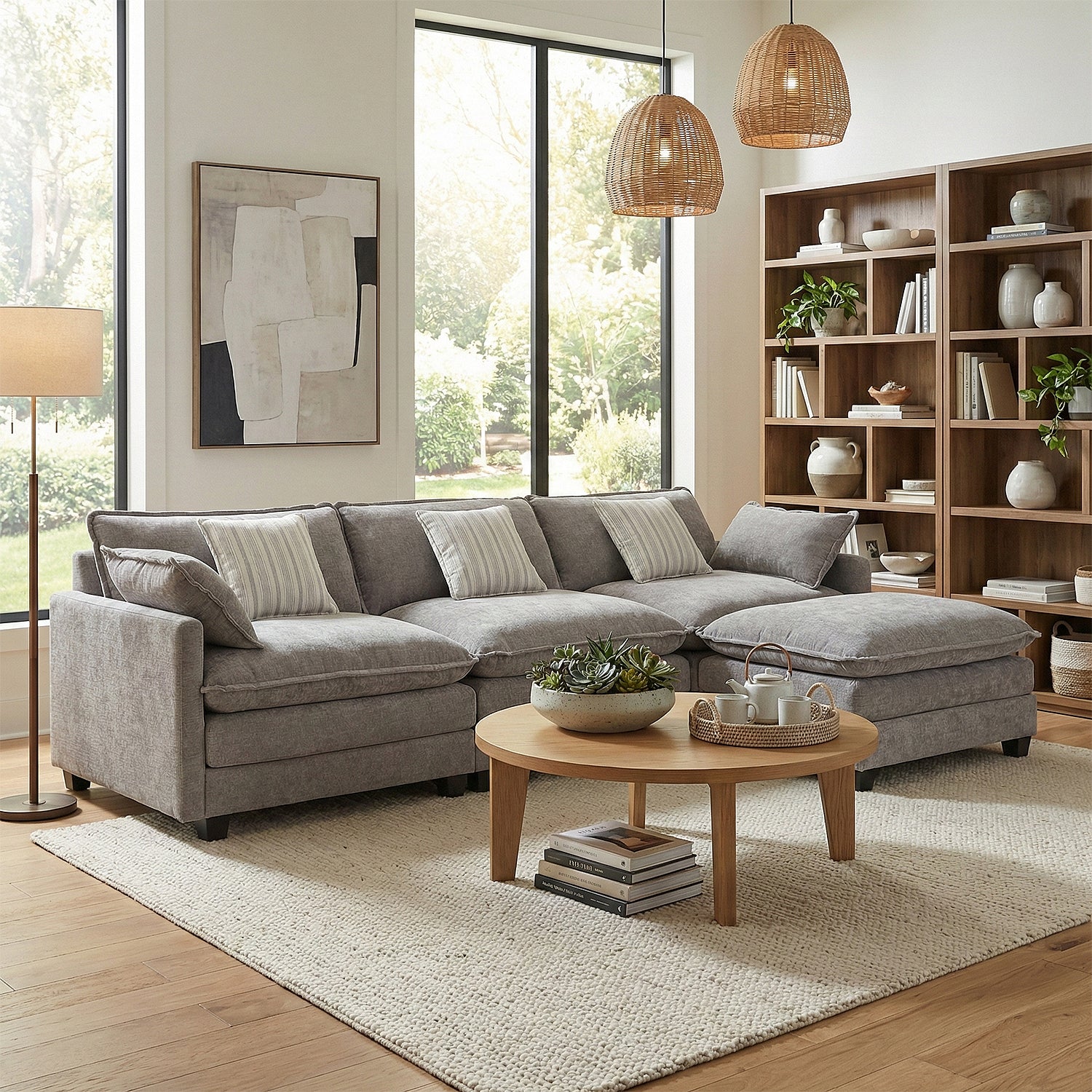 Sala Rinconera Elipse Chenille Gris