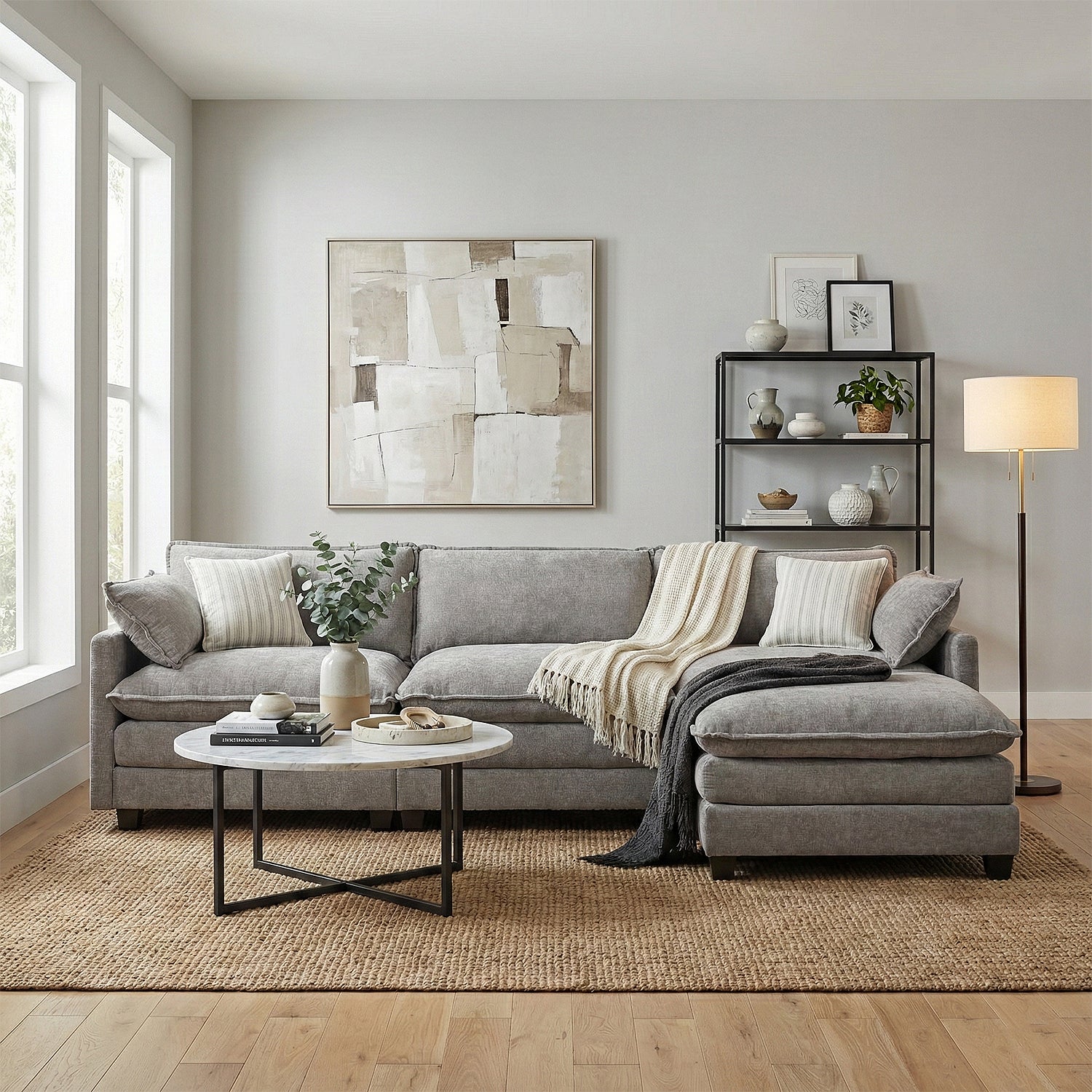 Sala Rinconera Elipse Chenille Gris