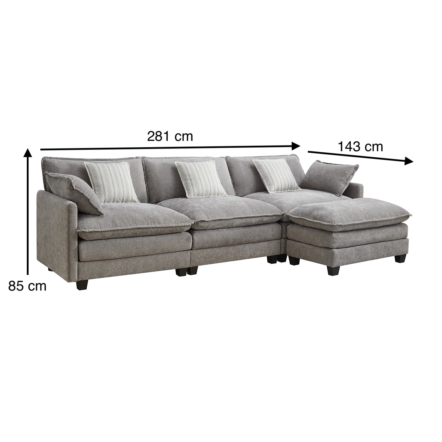 Sala Rinconera Elipse Chenille Gris
