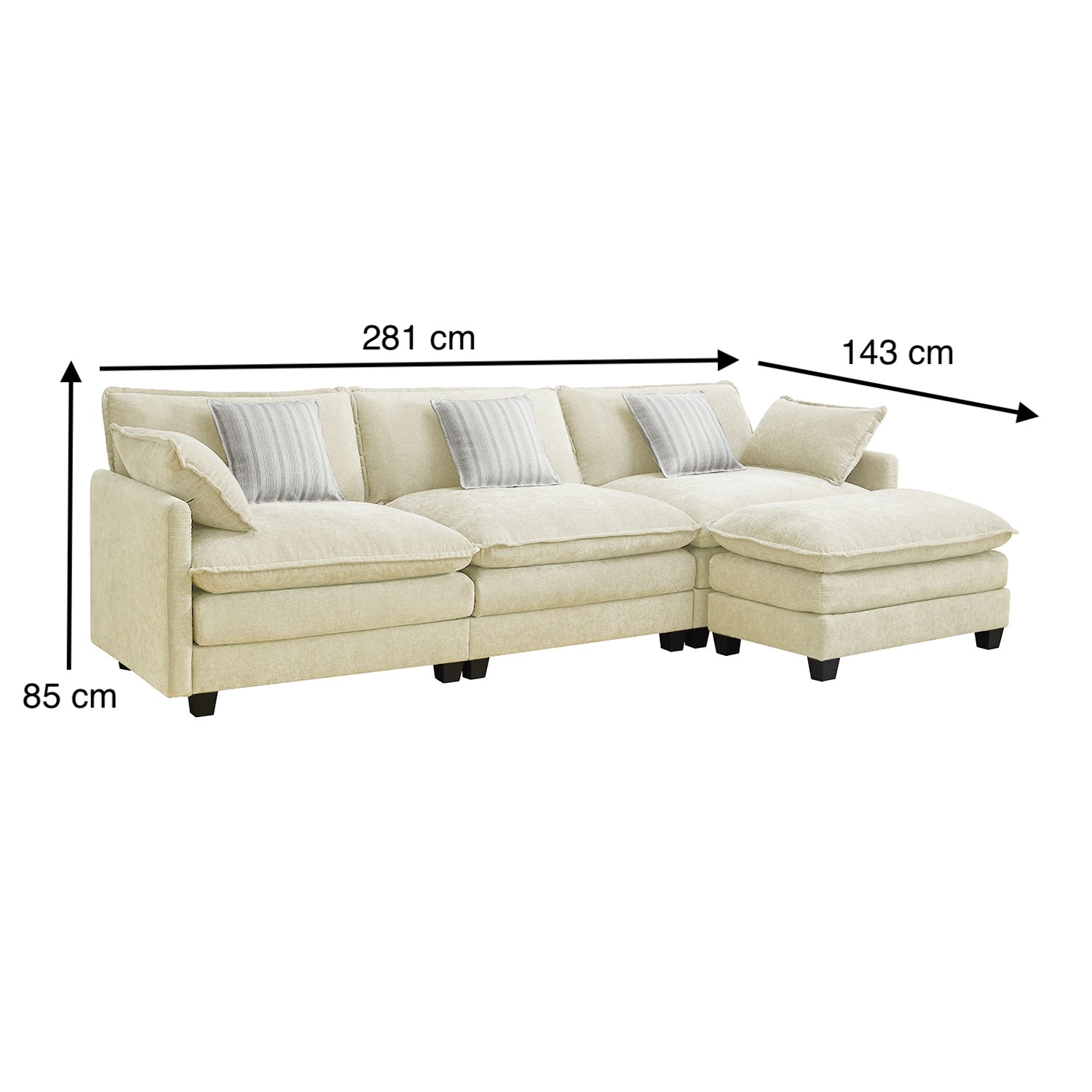 Sala Rinconera Elipse Chenille Off White