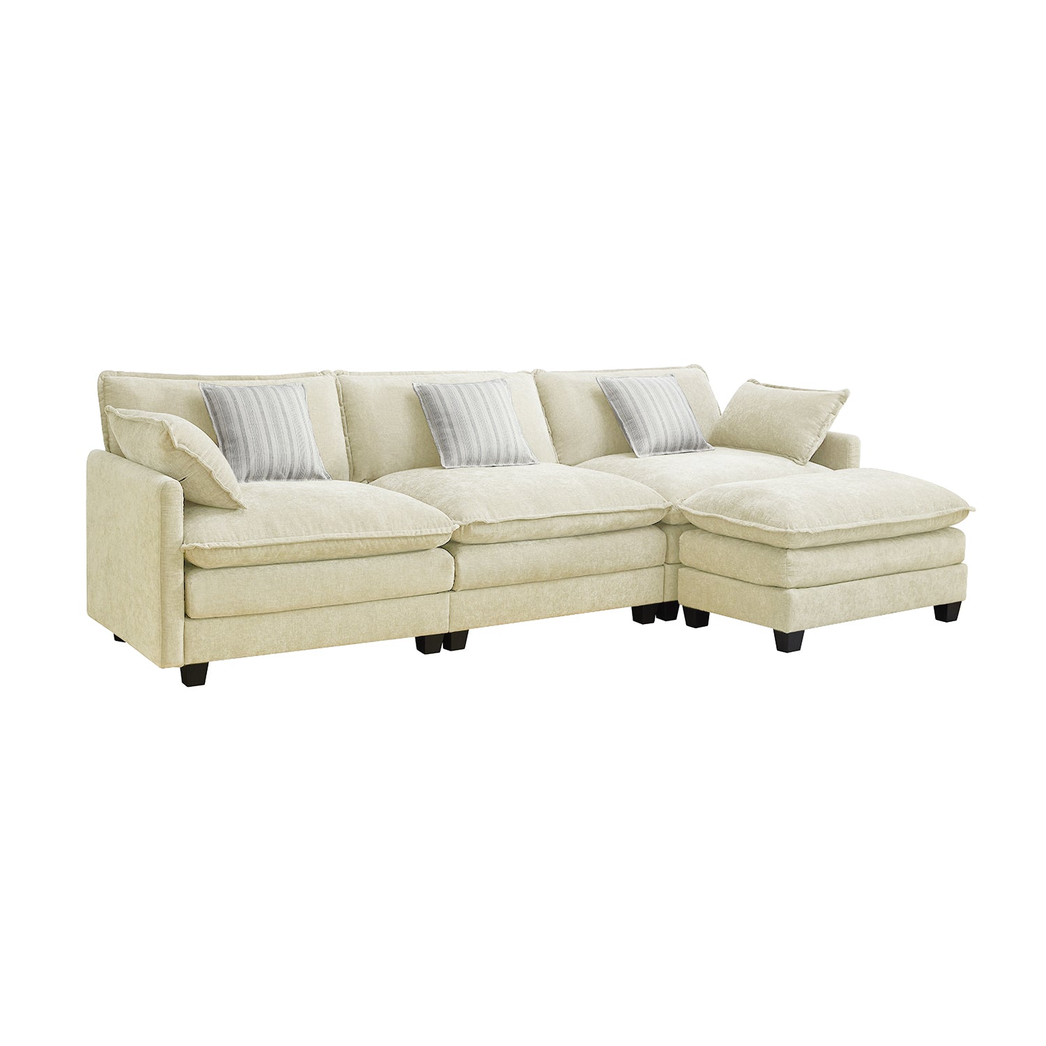 Sala Rinconera Elipse Chenille Off White