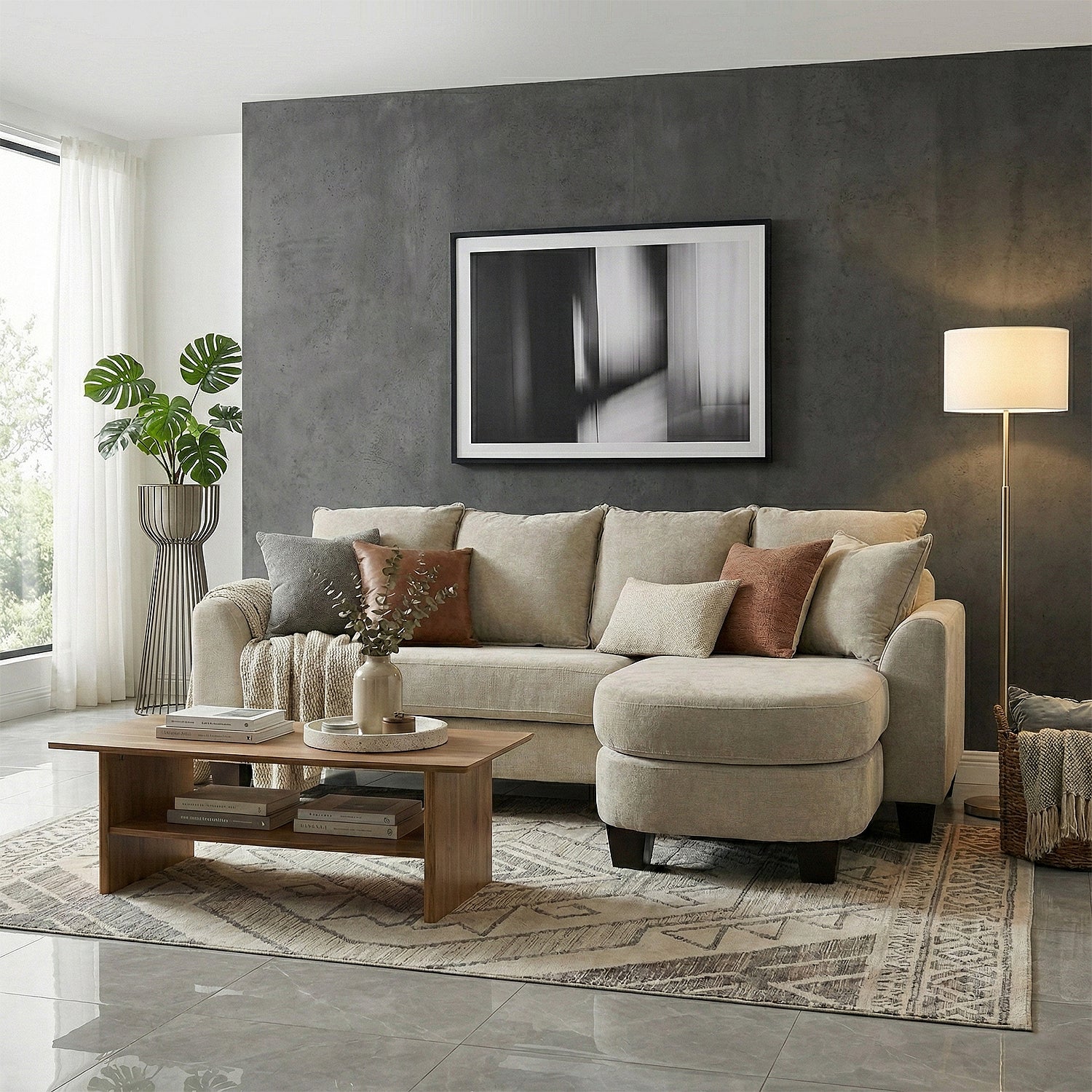 Sala Rinconera Fizz Chenille Beige