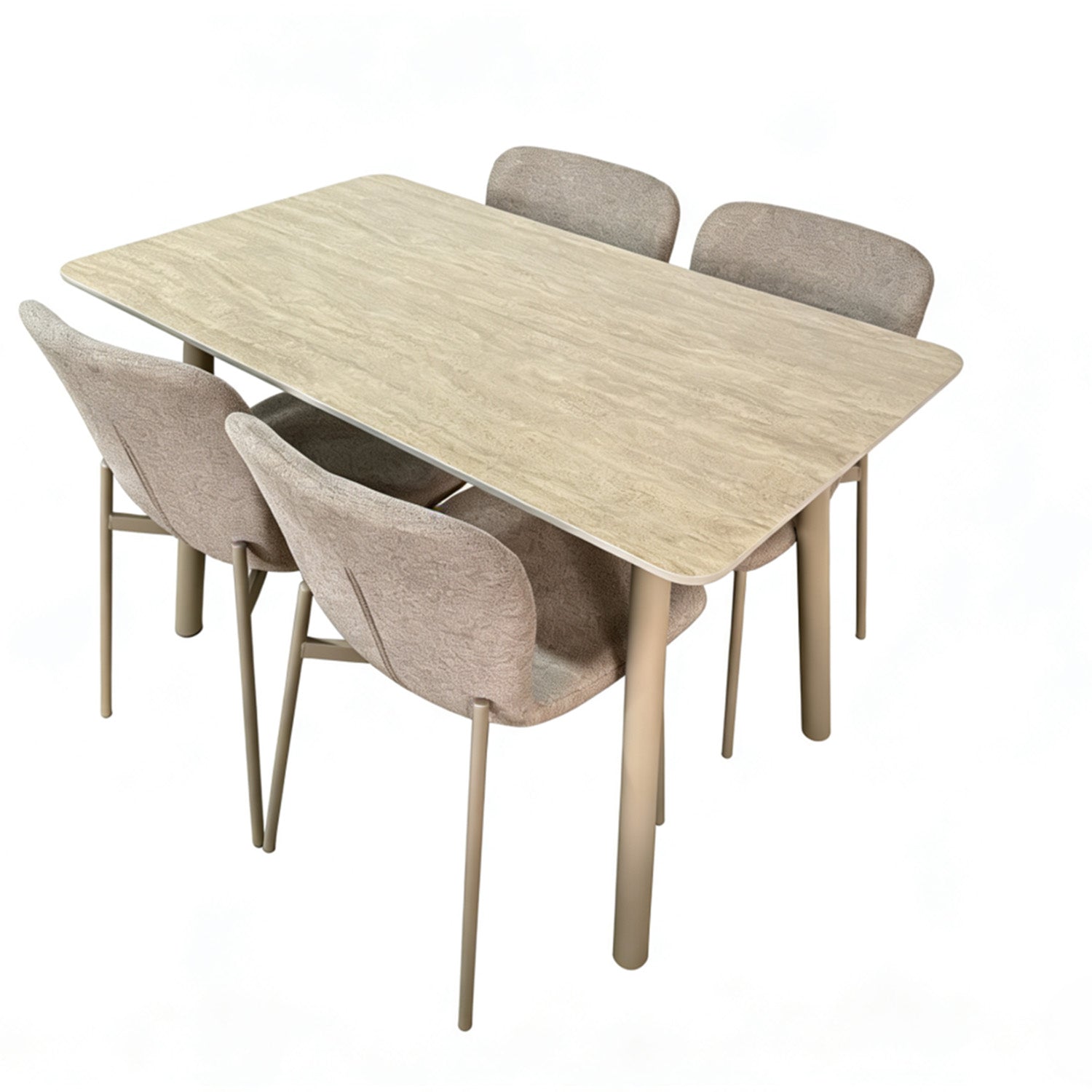 Comedor 4 Puestos Fizz Chenille Mocca, Marmolado
