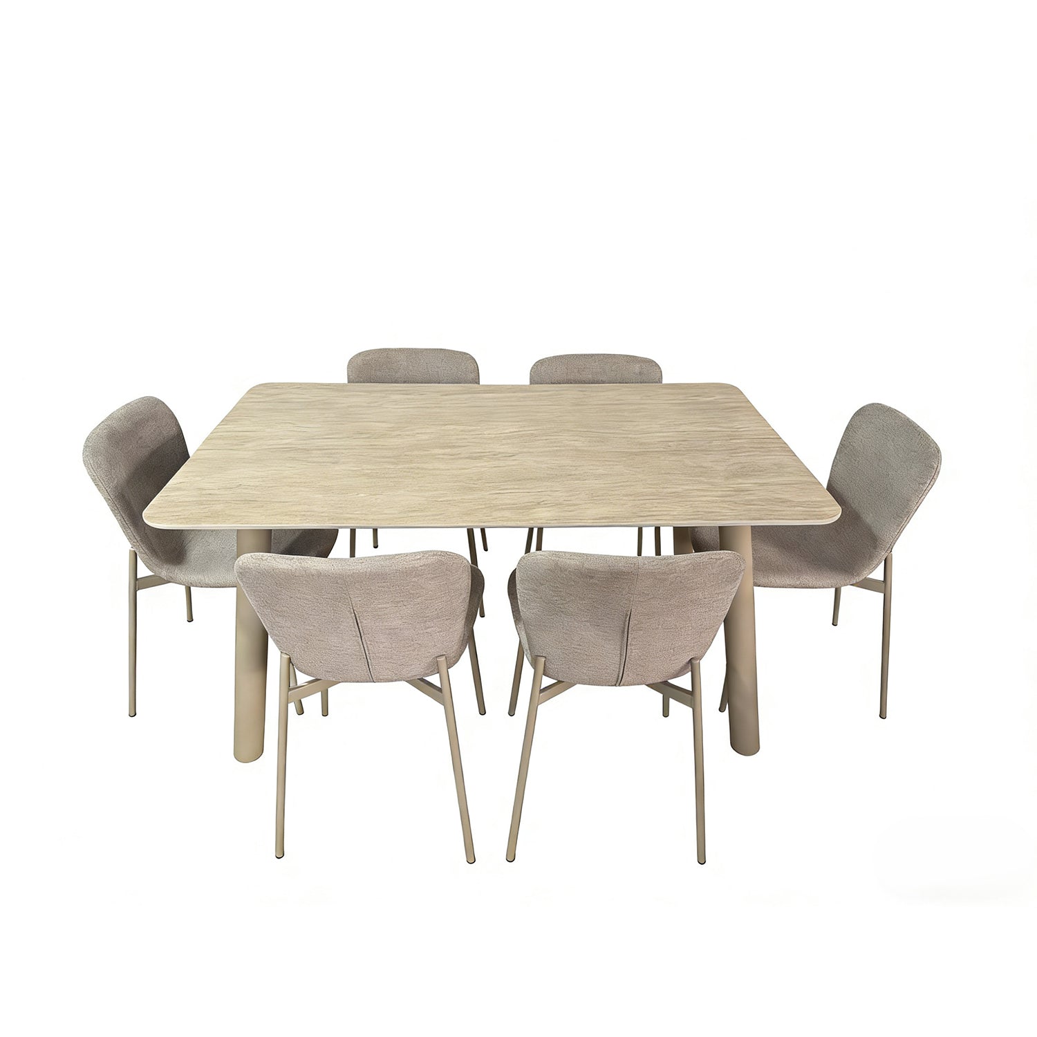 Comedor 6 Puestos Fizz Chenille Mocca, Marmolado