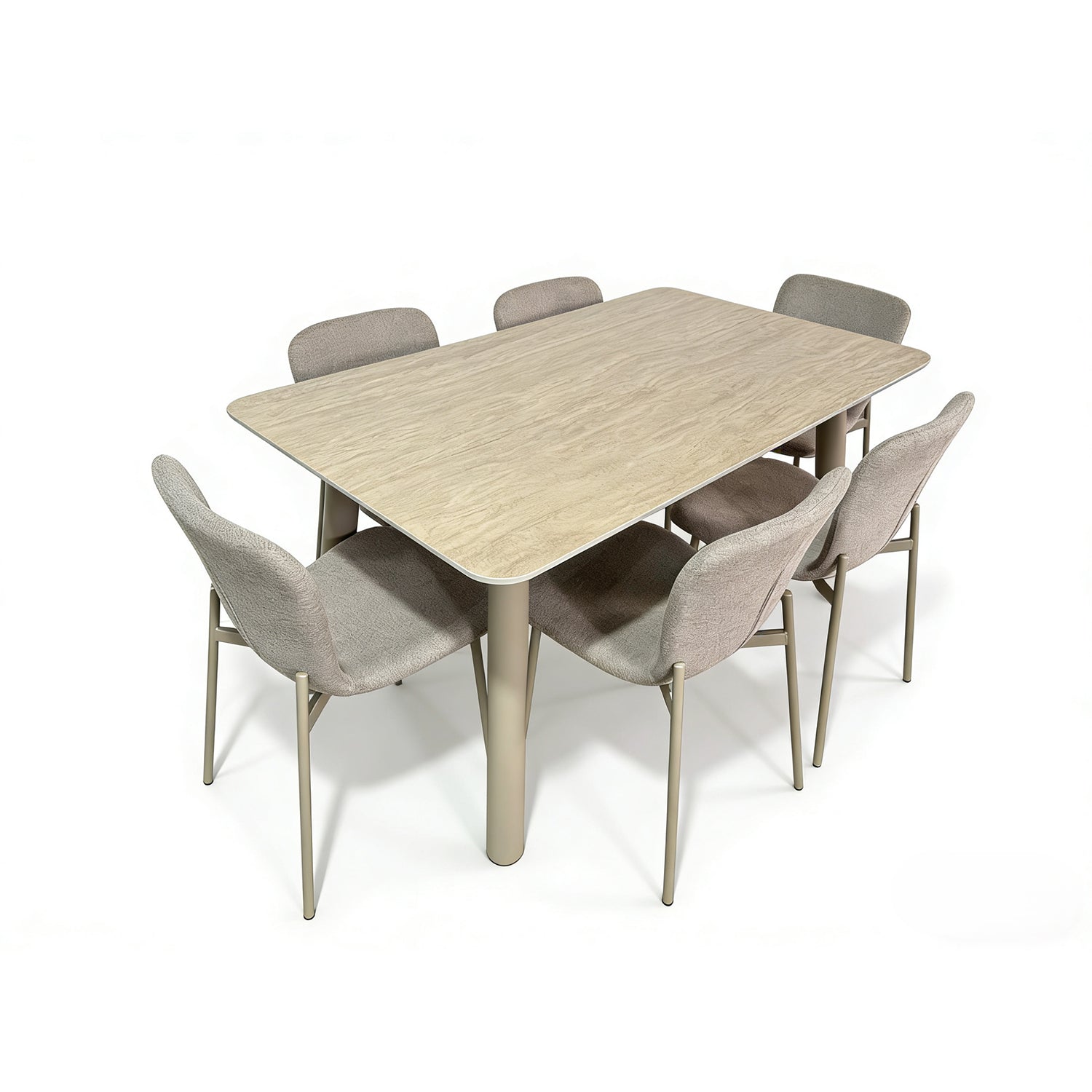 Comedor 6 Puestos Fizz Chenille Mocca, Marmolado