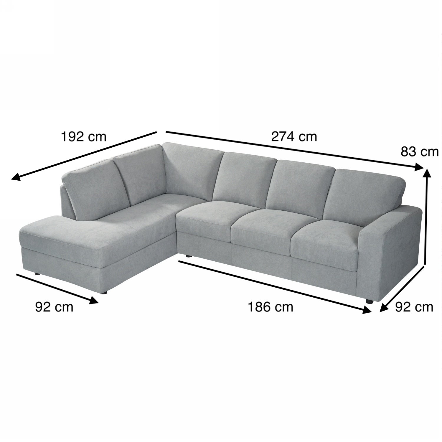 Sala Rinconera Rusel Chenille Gris