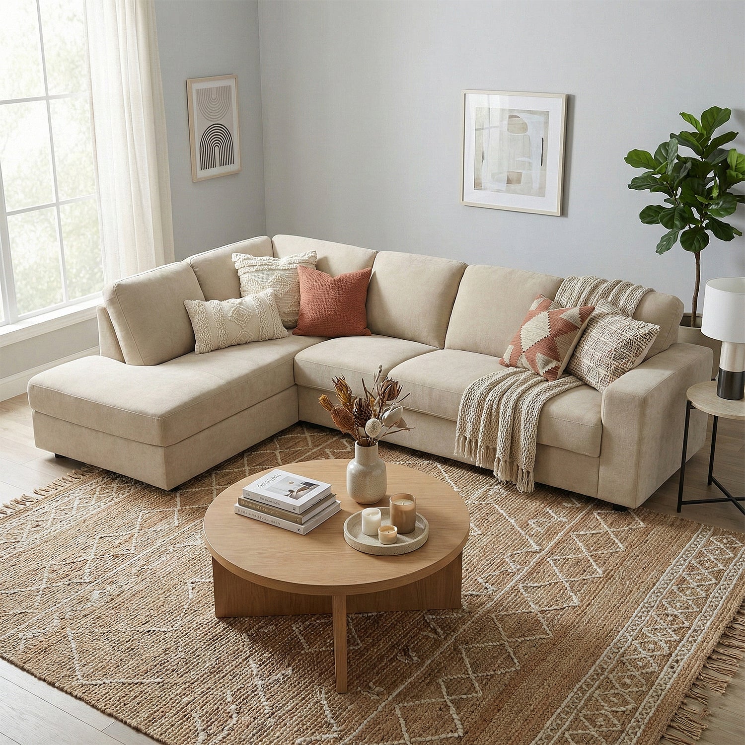 Sala Rinconera Rusel Chenille Beige