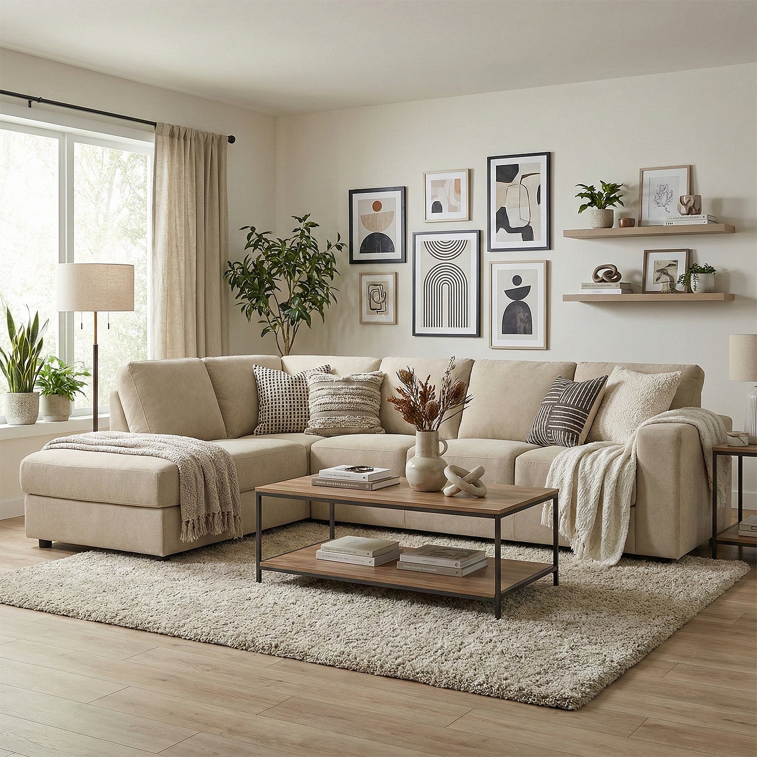 Sala Rinconera Rusel Chenille Beige