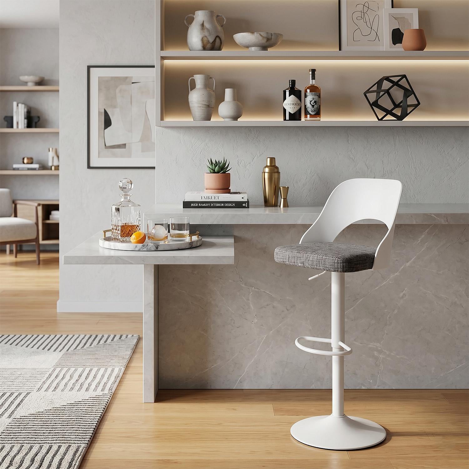Silla De Bar Dana Lino Gris