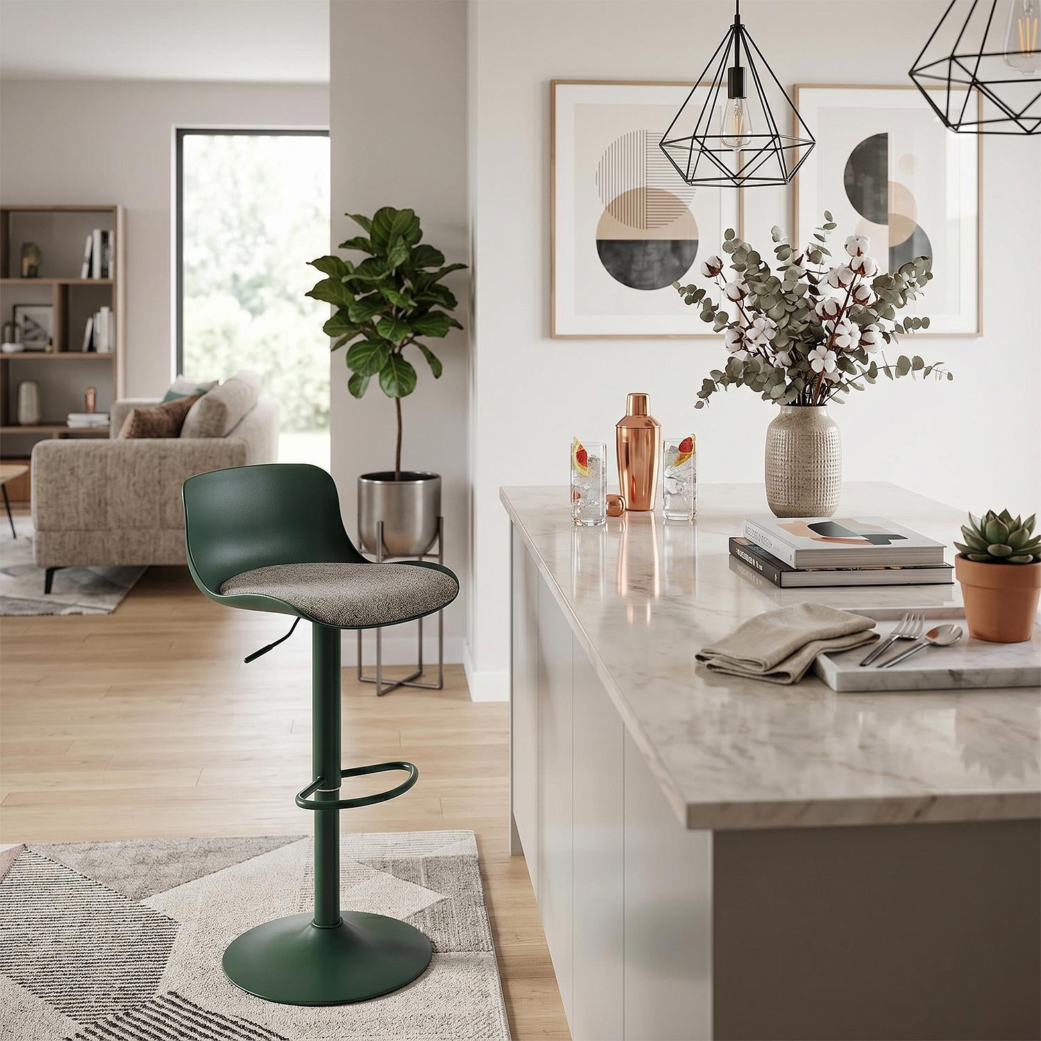Silla De Bar Ethan Lino Verde