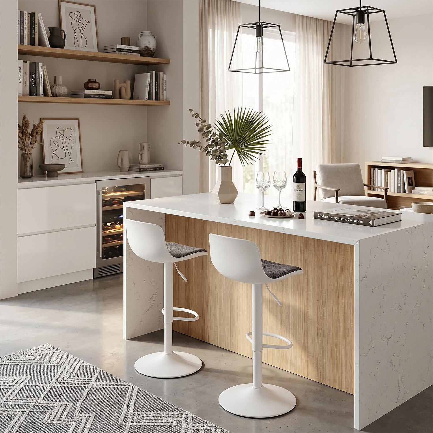 Silla De Bar Ethan Lino Gris