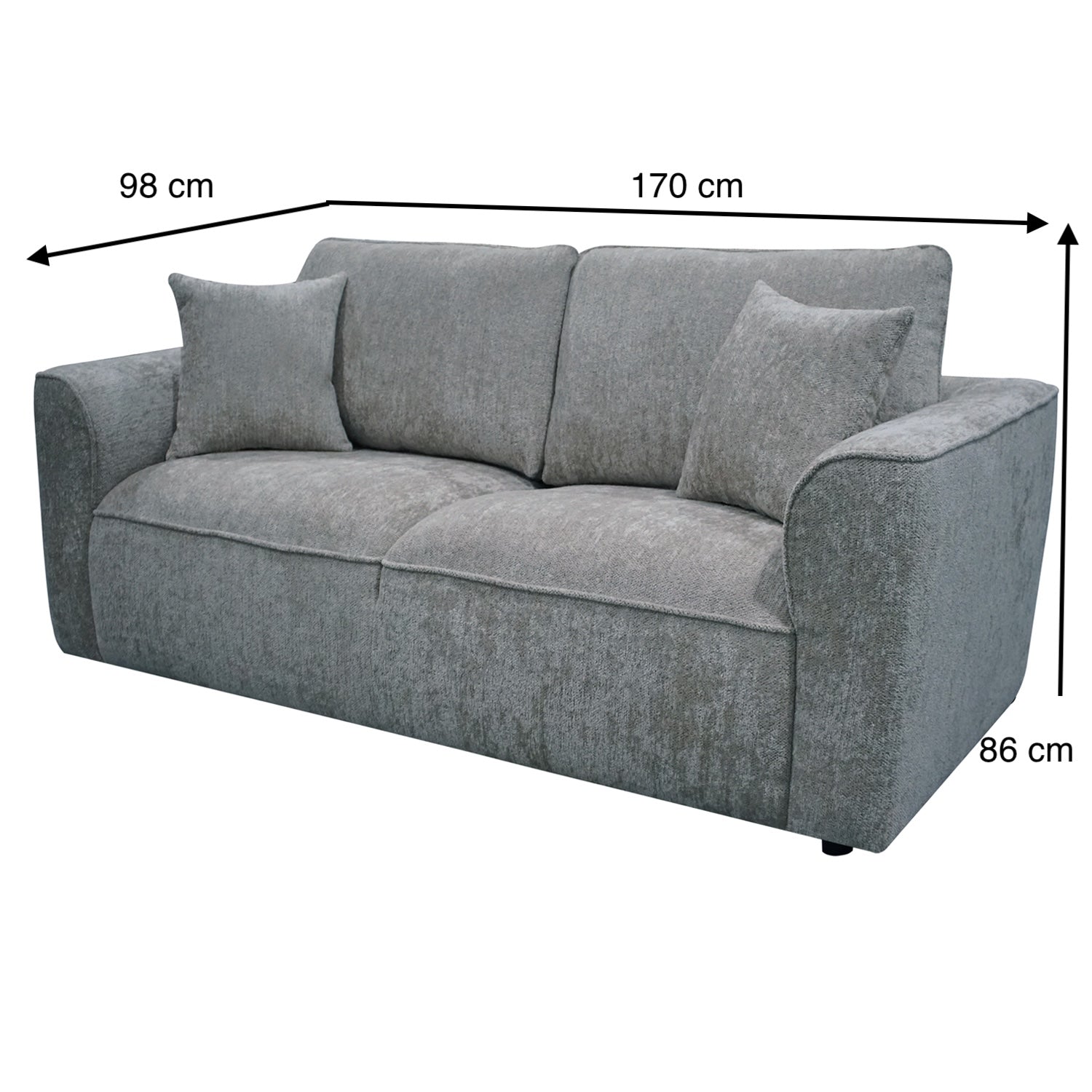 Sofá 2 Puestos Baxter Chenille Gris