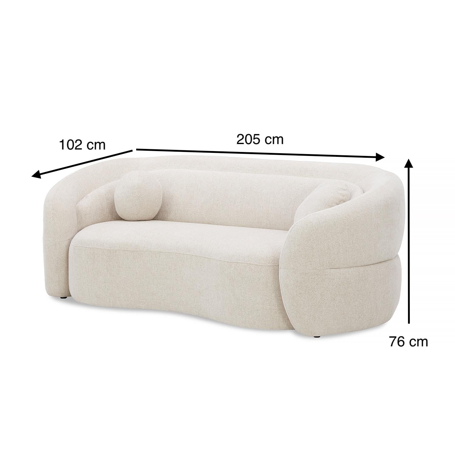 Sofá 2 Puestos Weiss Chenille Beige