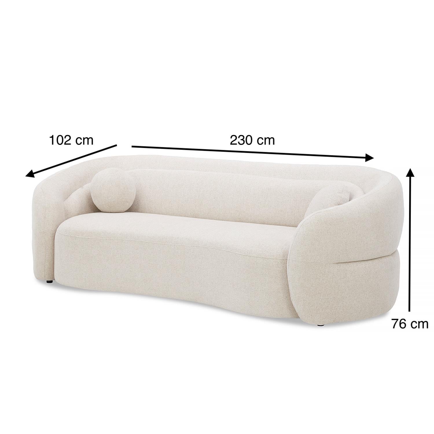 Sofá 3 Puestos Weiss Chenille Beige