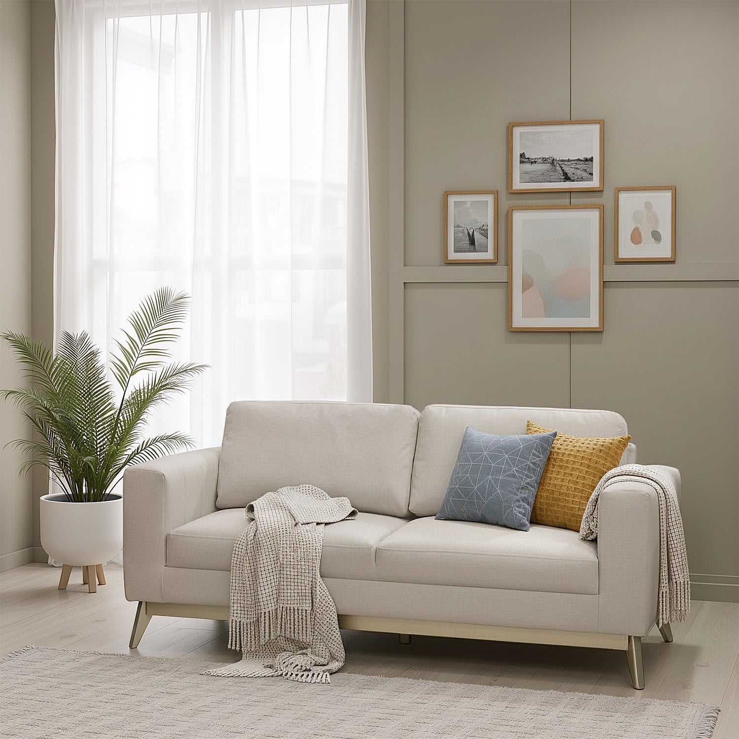 Sofá Cama Line Marbella Beige, Champaña