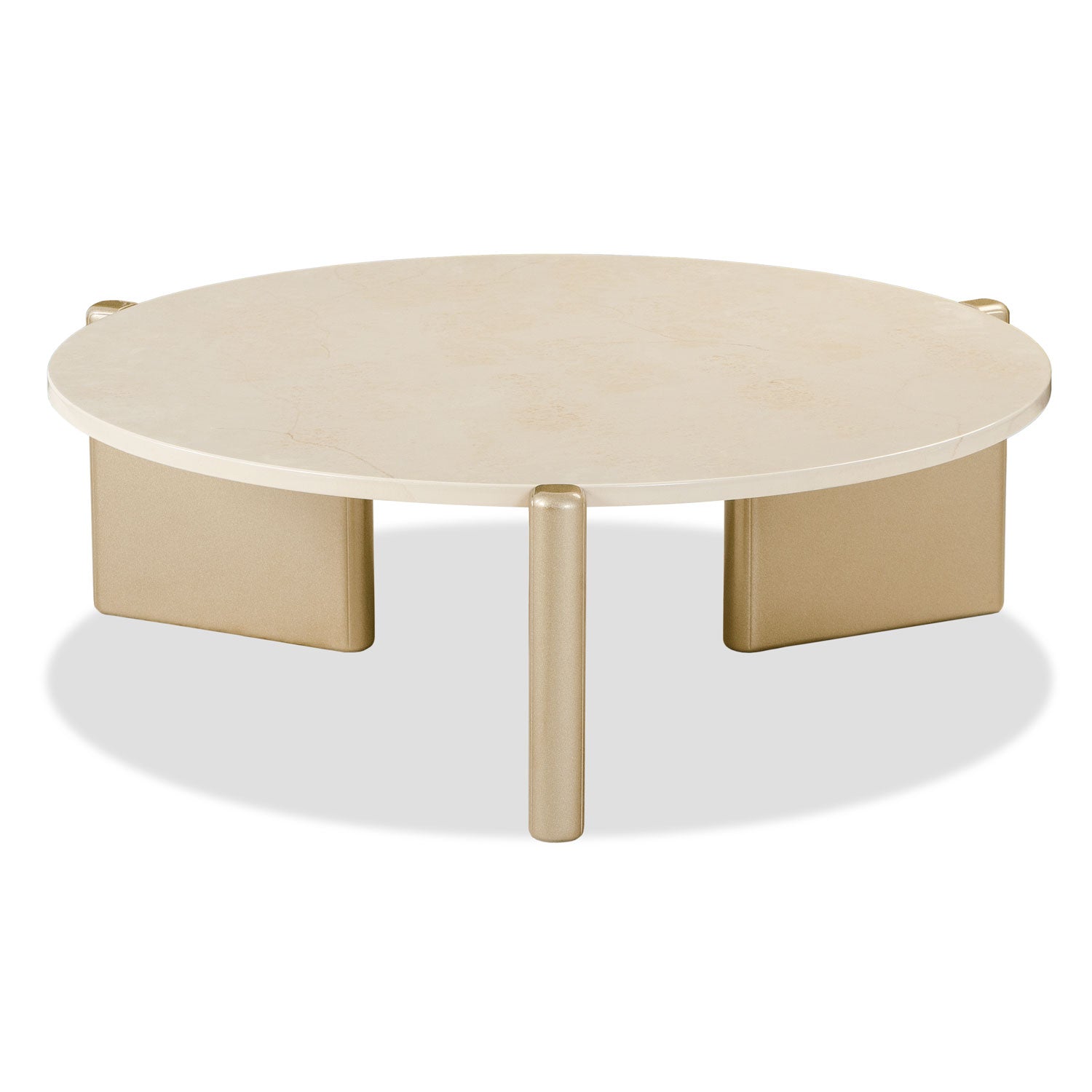 Mesa De Centro Oklam Redonda 90 Marmolado, Champaña