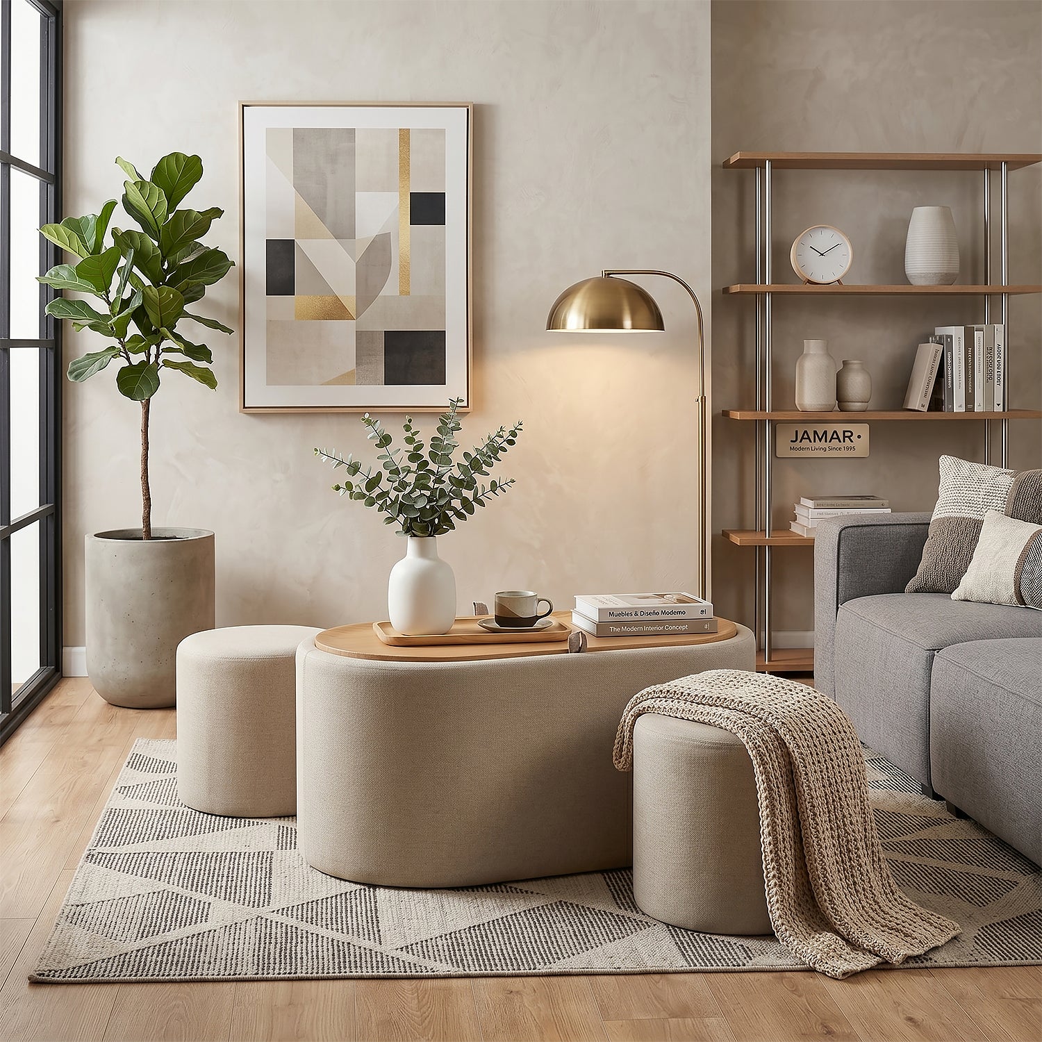 Mesa De Centro Issa Beige, Natural