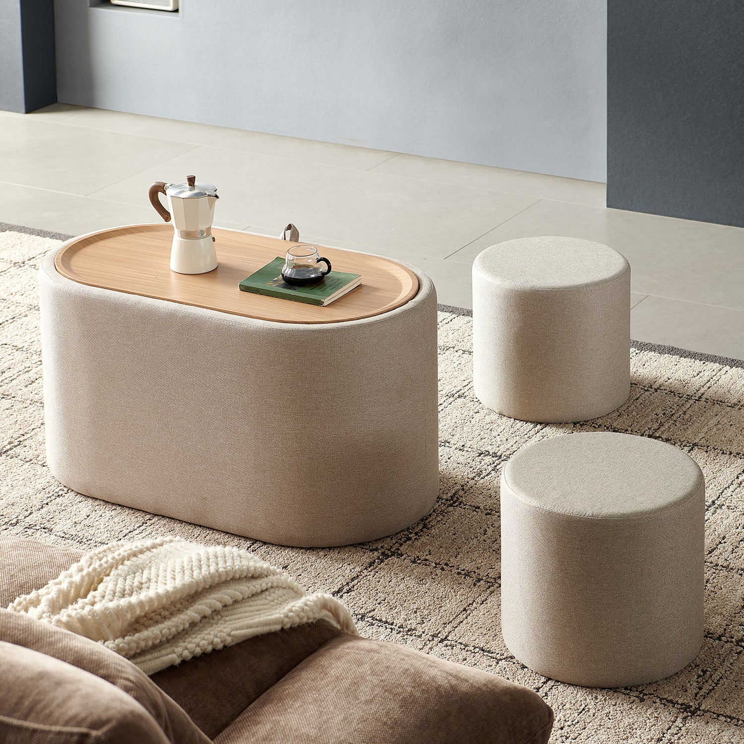 Mesa De Centro Issa Beige, Natural