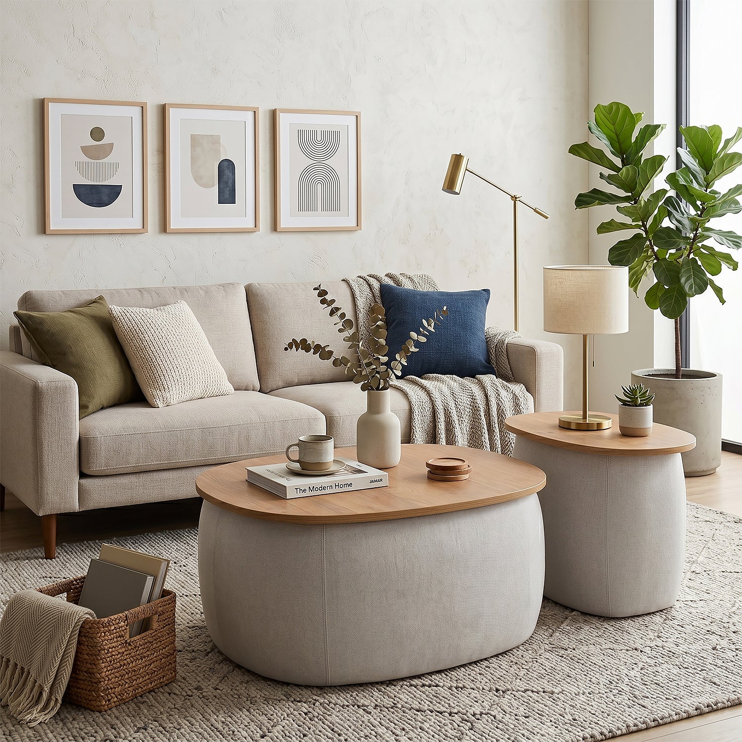 Mesa De Centro Kivik Beige, Natural Setx2