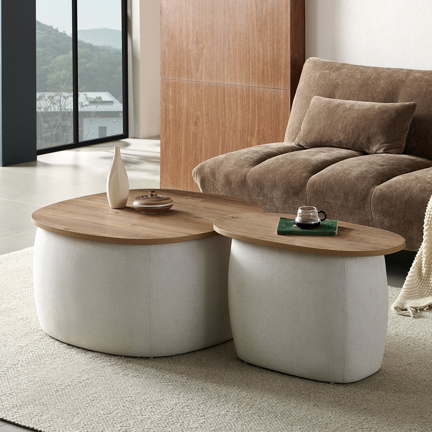 Mesa De Centro Kivik Beige, Natural Setx2