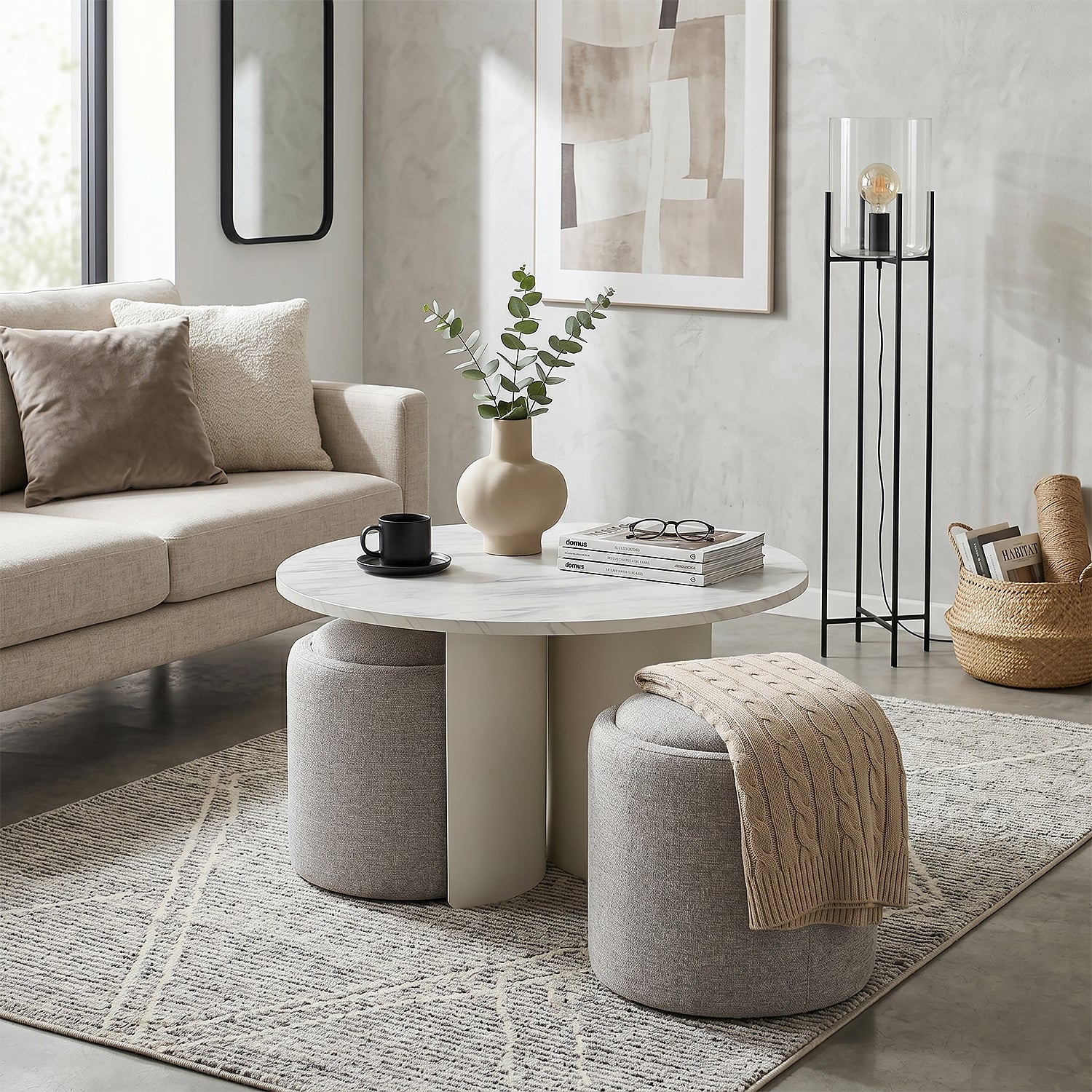 Mesa De Centro Kolin Marmolado, Off White