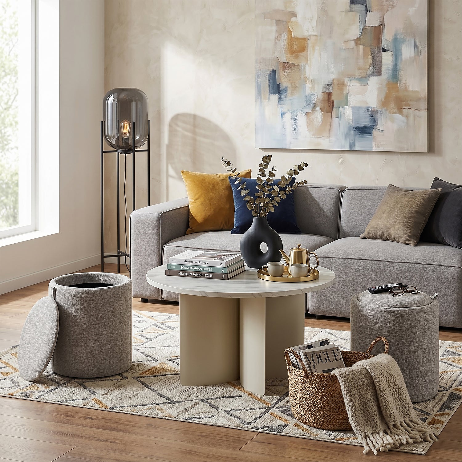 Mesa De Centro Kolin Marmolado, Off White