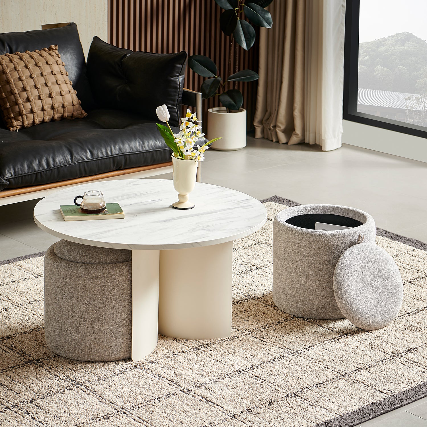 Mesa De Centro Kolin Marmolado, Off White