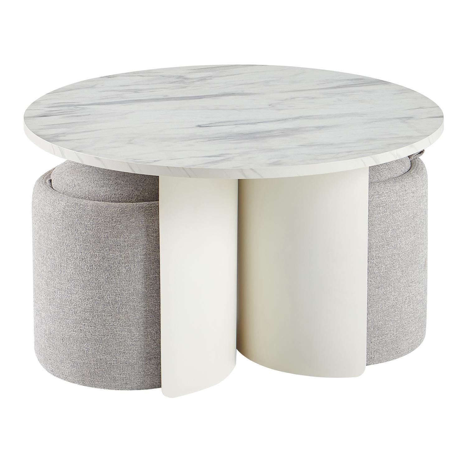 Mesa De Centro Kolin Marmolado, Off White