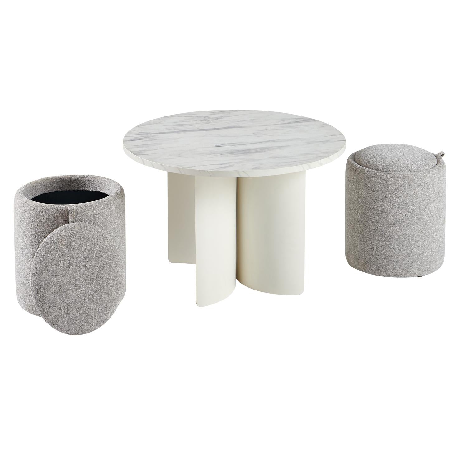 Mesa De Centro Kolin Marmolado, Off White