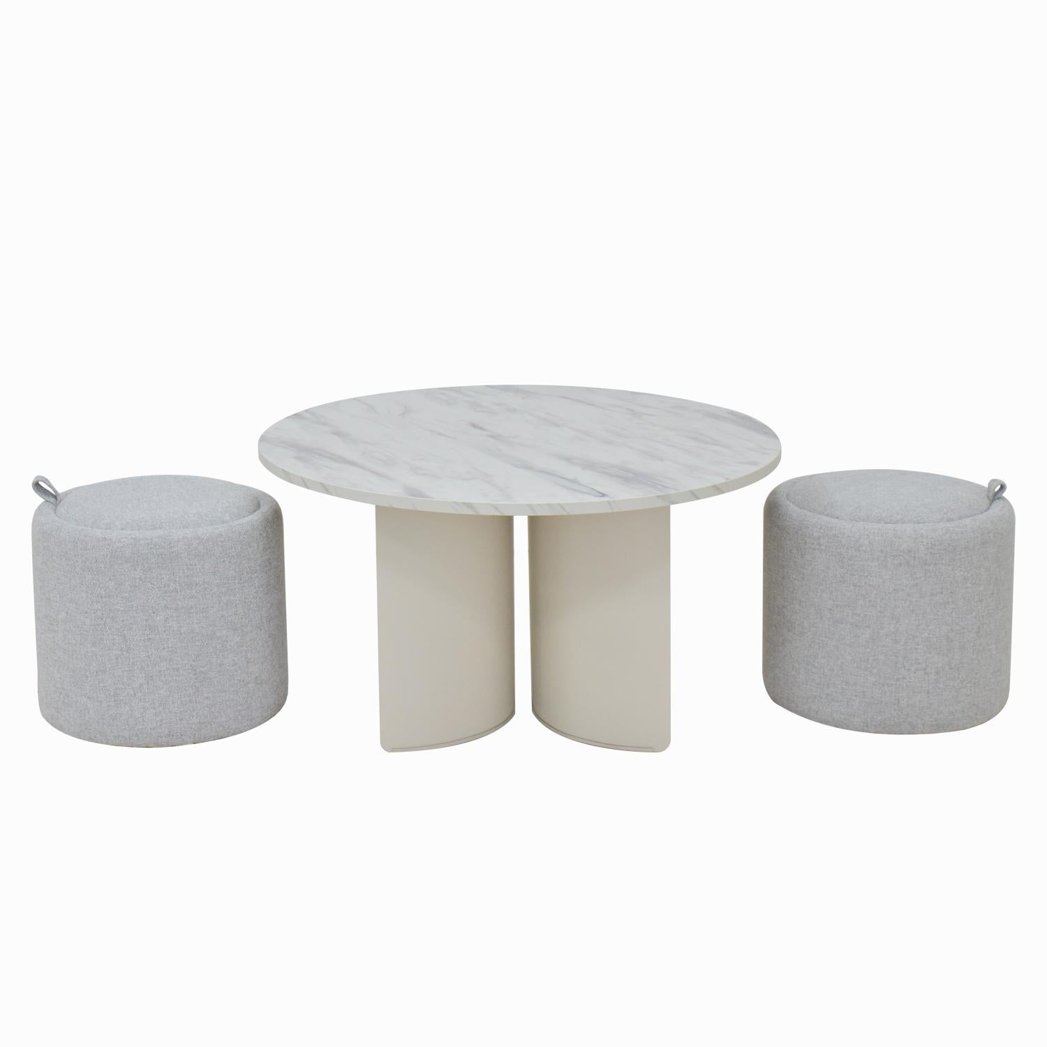 Mesa De Centro Kolin Marmolado, Off White