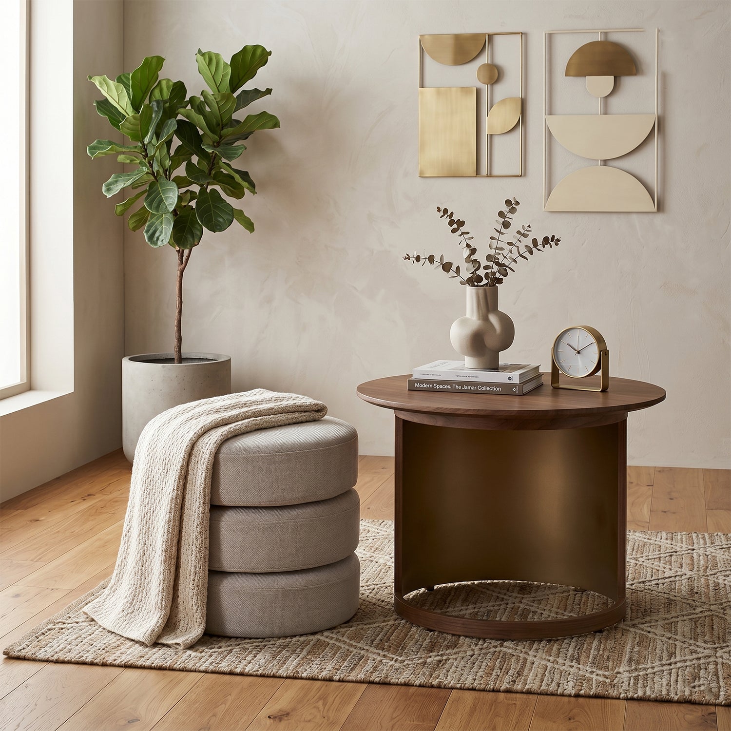 Mesa De Centro Romby Beige, Natural