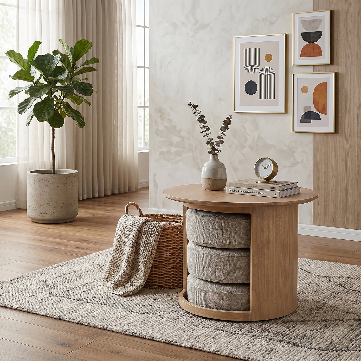 Mesa De Centro Romby Beige, Natural