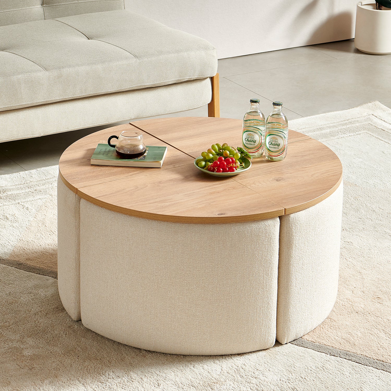 Mesa De Centro Rieli Beige, Natural