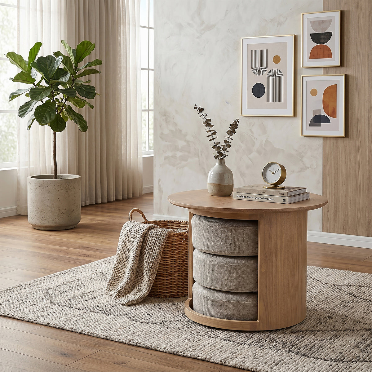 Mesa De Centro Rieli Beige, Natural