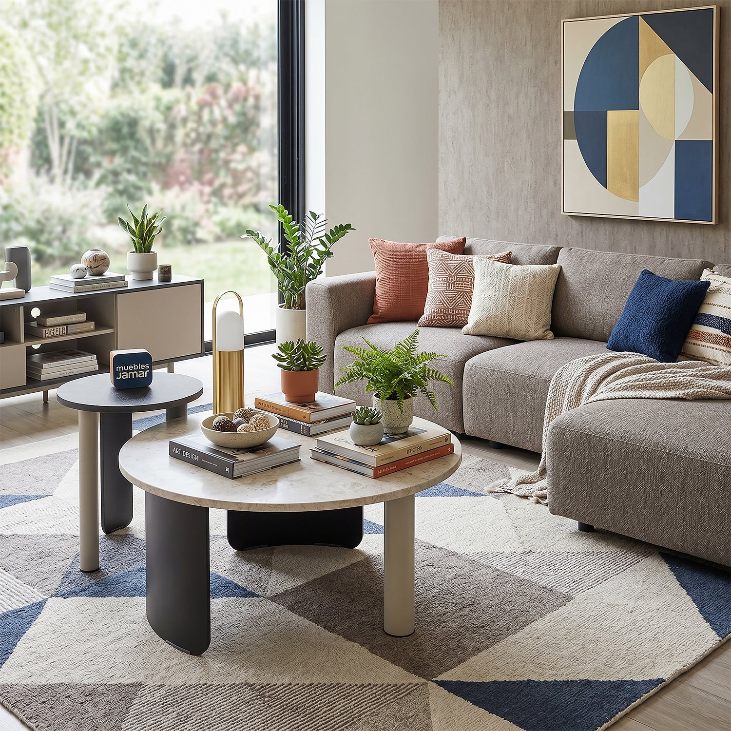 Mesa De Centro Thiara Marmolado, Negro setx2