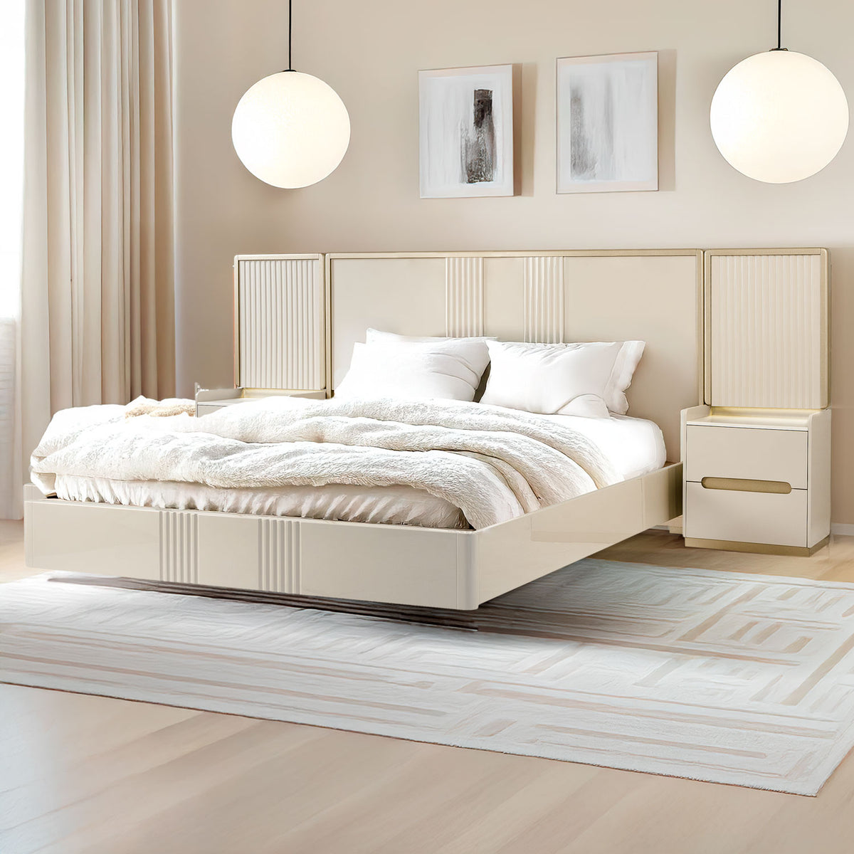 Cama King Bilbao Greige, Champaña