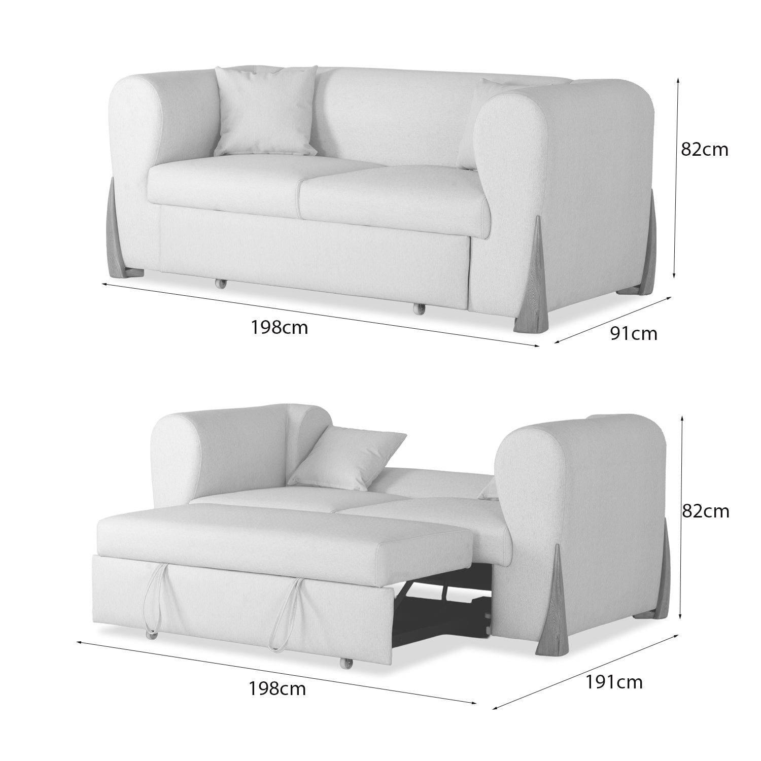 Sofá Cama Bell Eurolino Vitore Blanco, Natural