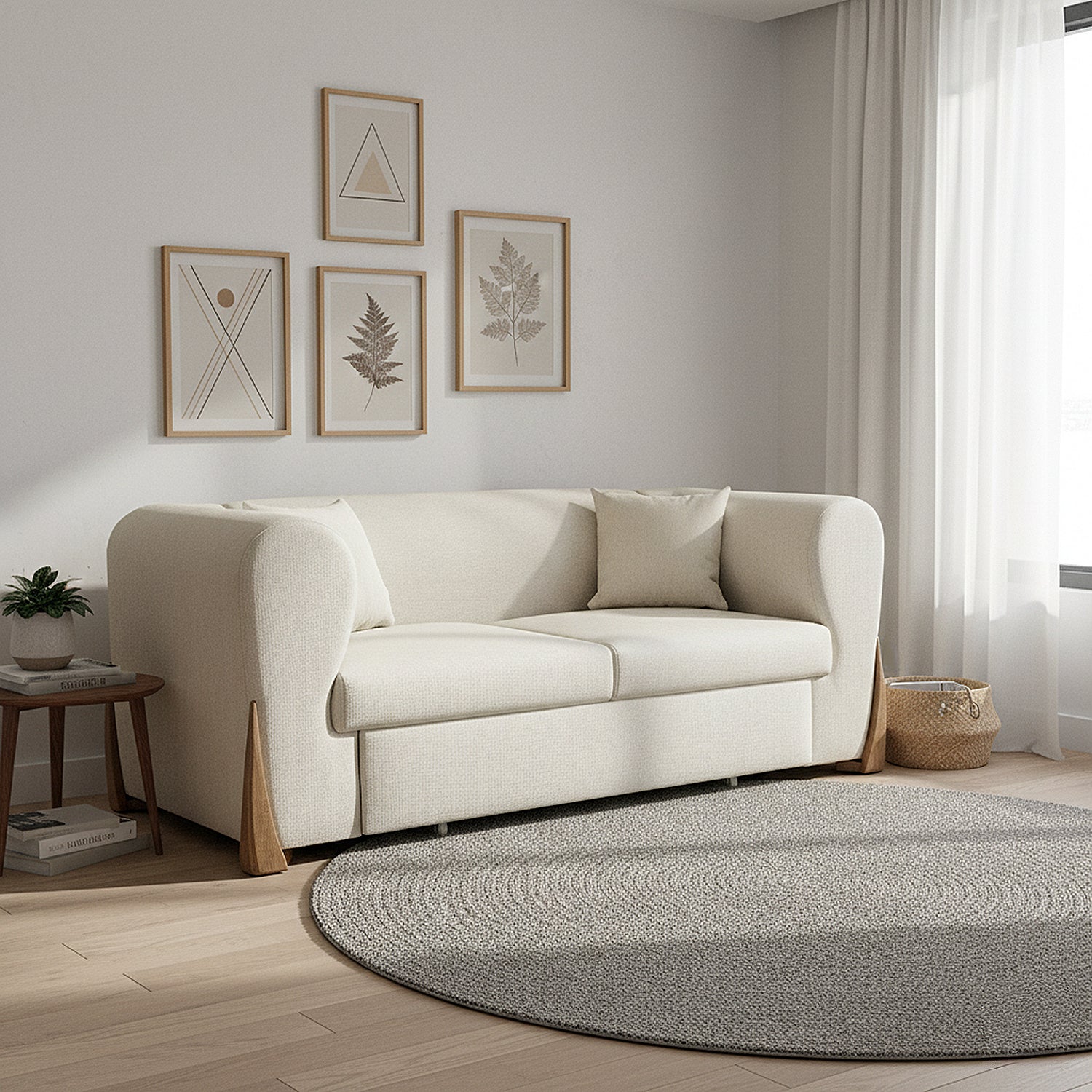 Sofá Cama Bell Eurolino Vitore Blanco, Natural