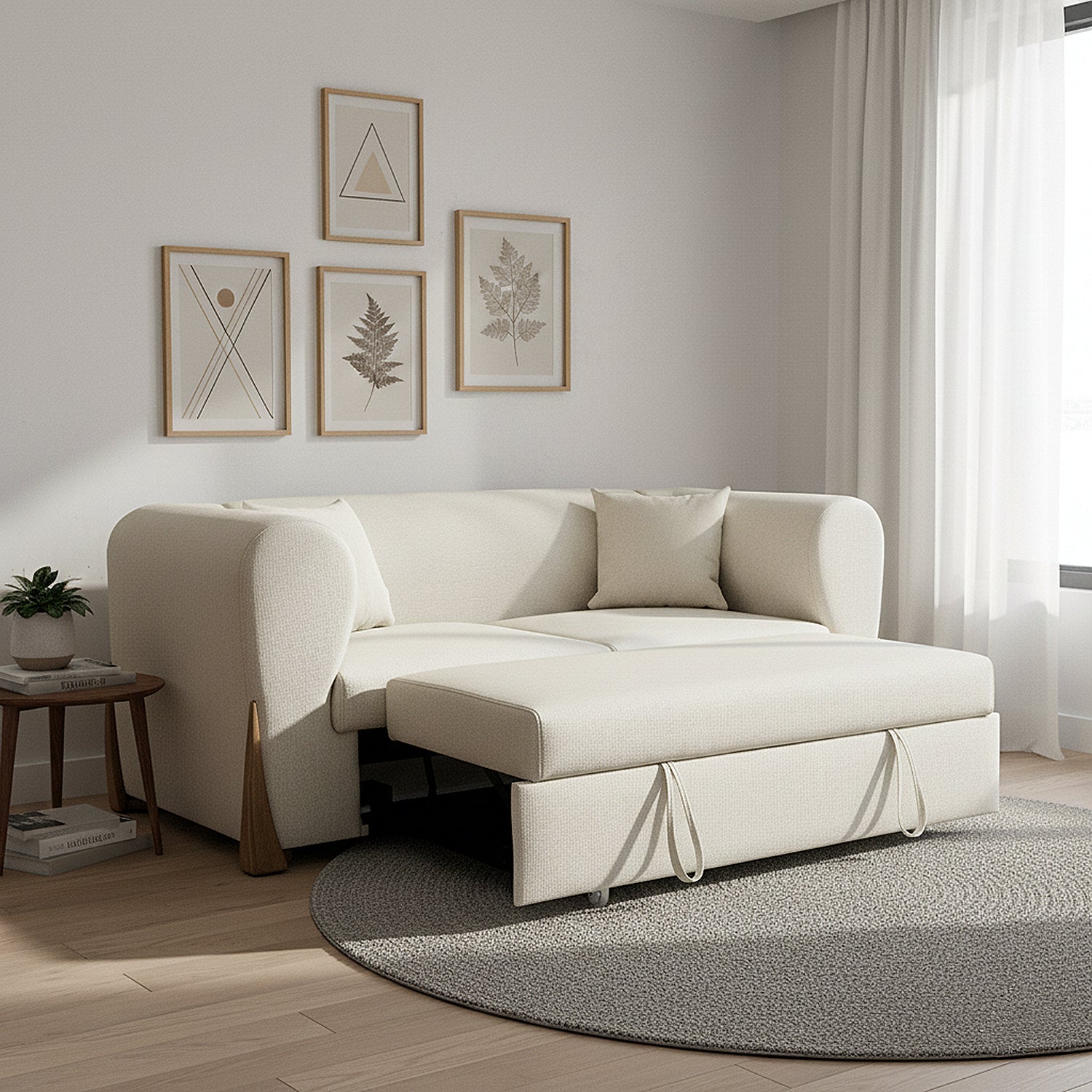 Sofá Cama Bell Eurolino Vitore Blanco, Natural