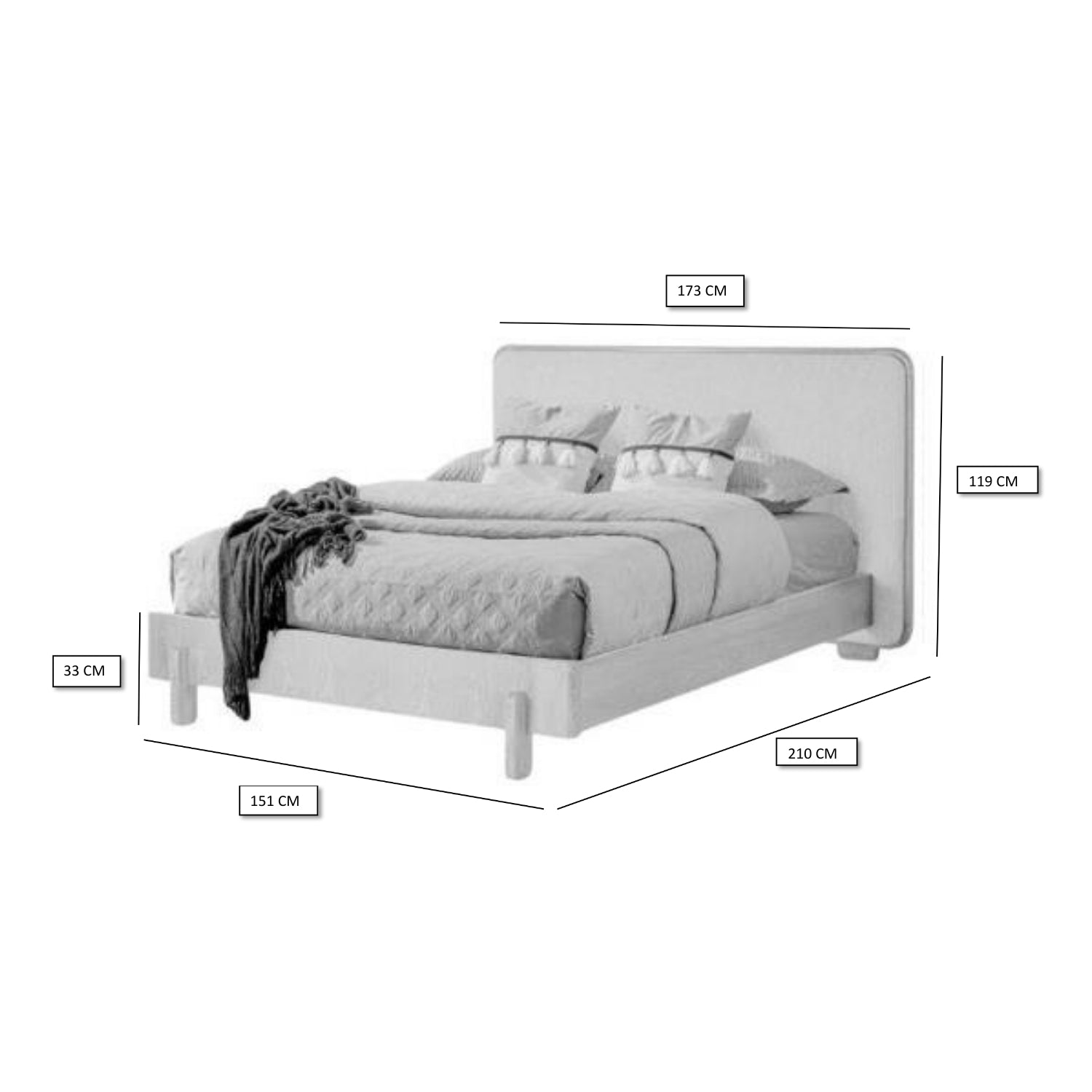 Cama Full Donato Eurolino Marbella Marfil, Natural