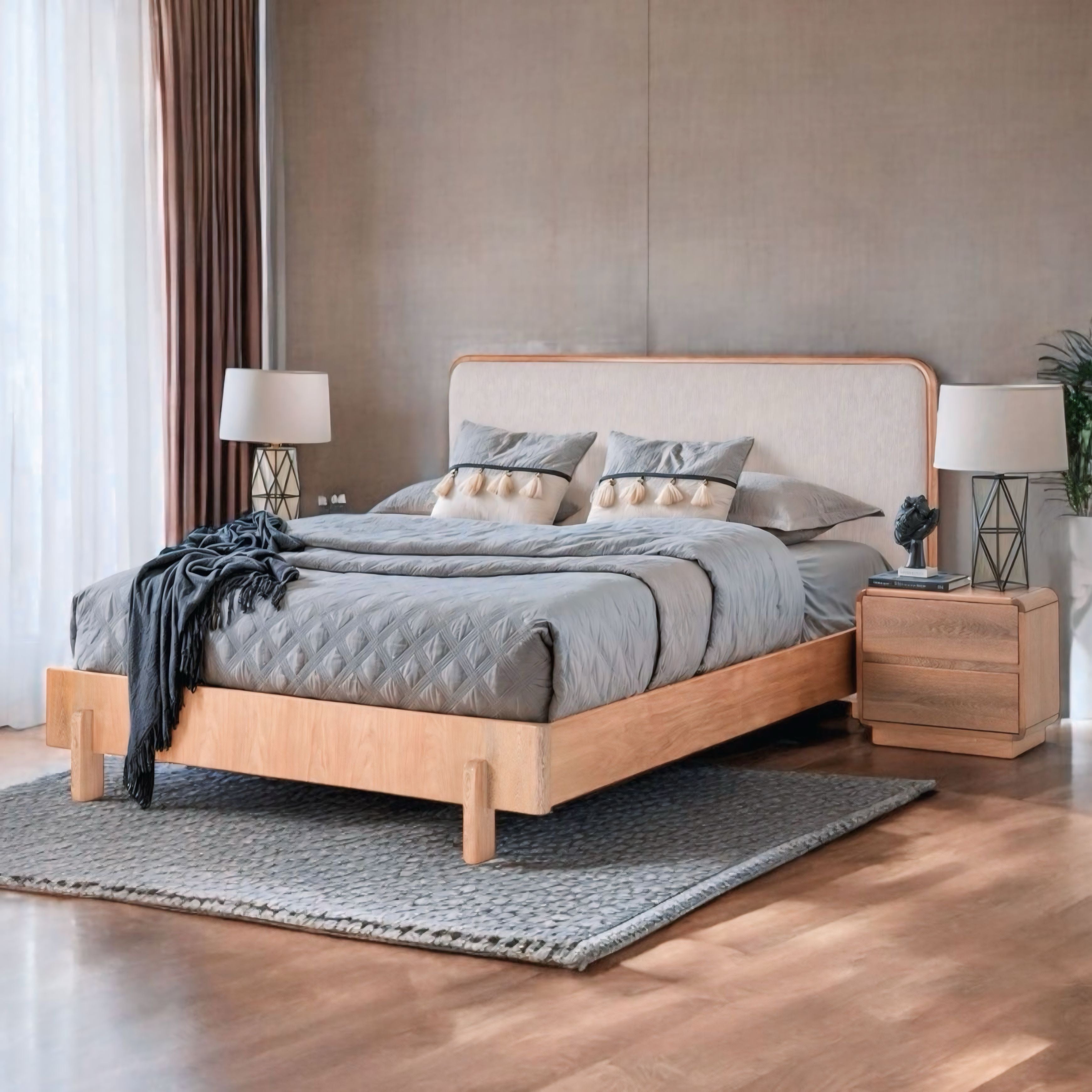 Cama Full Donato Eurolino Marbella Marfil, Natural
