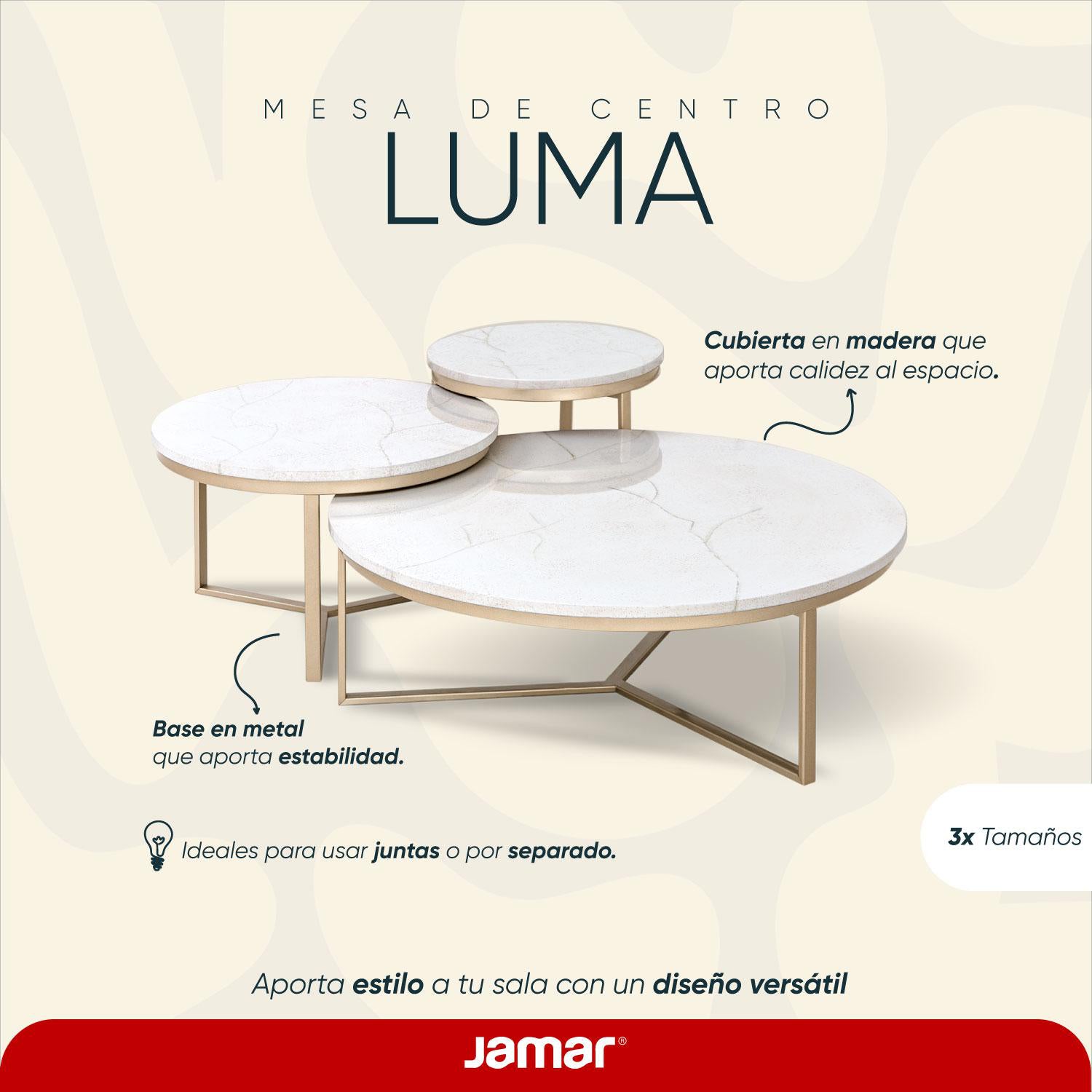 Mesa de Centro Luma 90 Marmolado, Champaña
