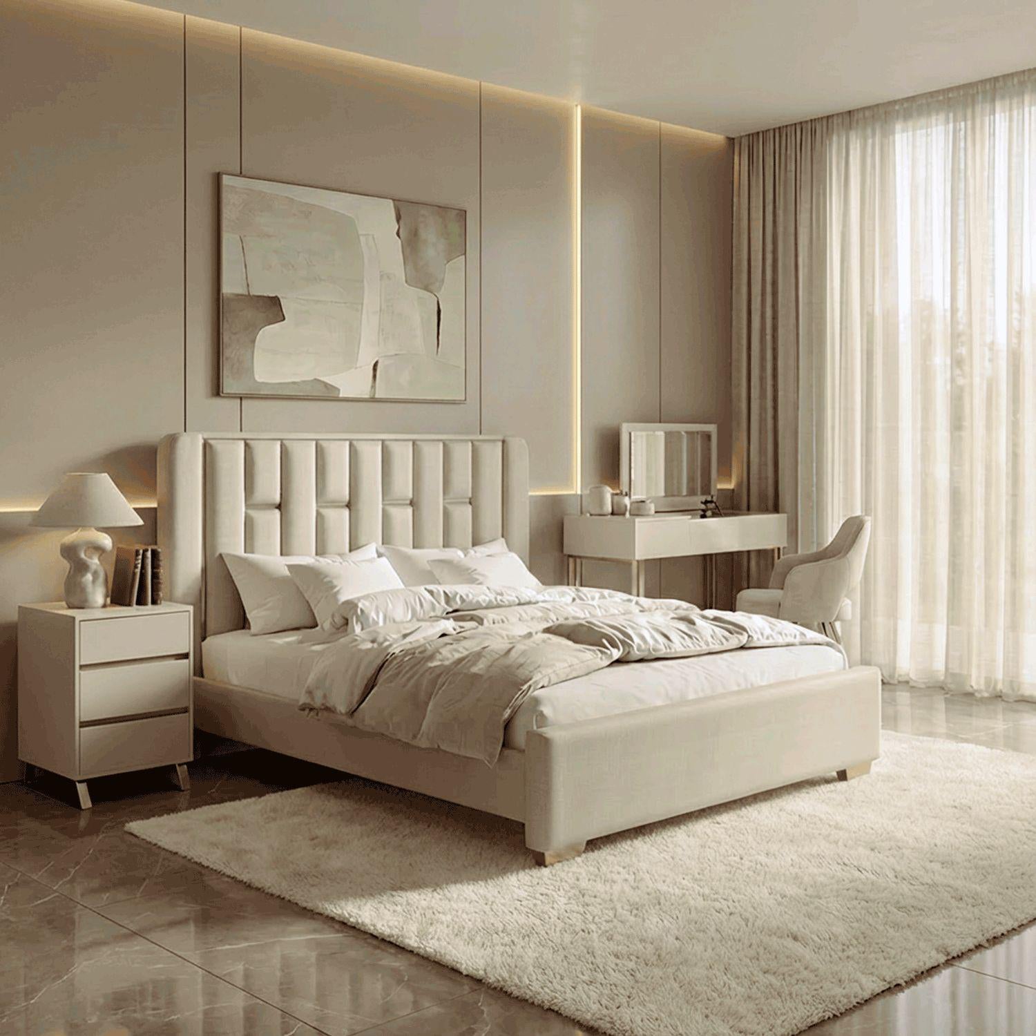 Cama Queen Sevilla Eurolino Perla, Champaña.