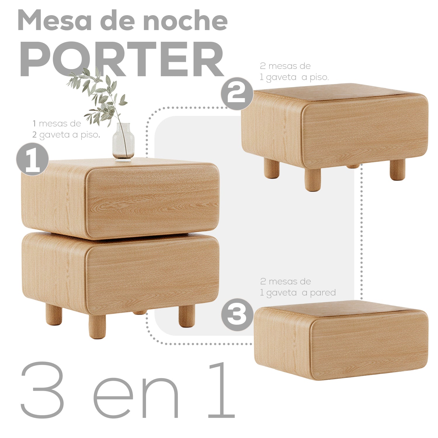 Mesa de Noche Porter Natural