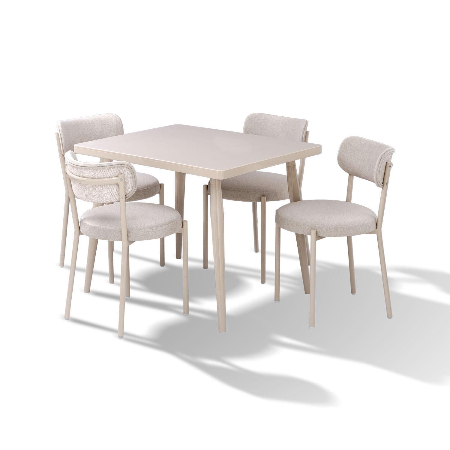 Comedor 4 Puestos Arthur Velvet Serena Cocoa, Latte.