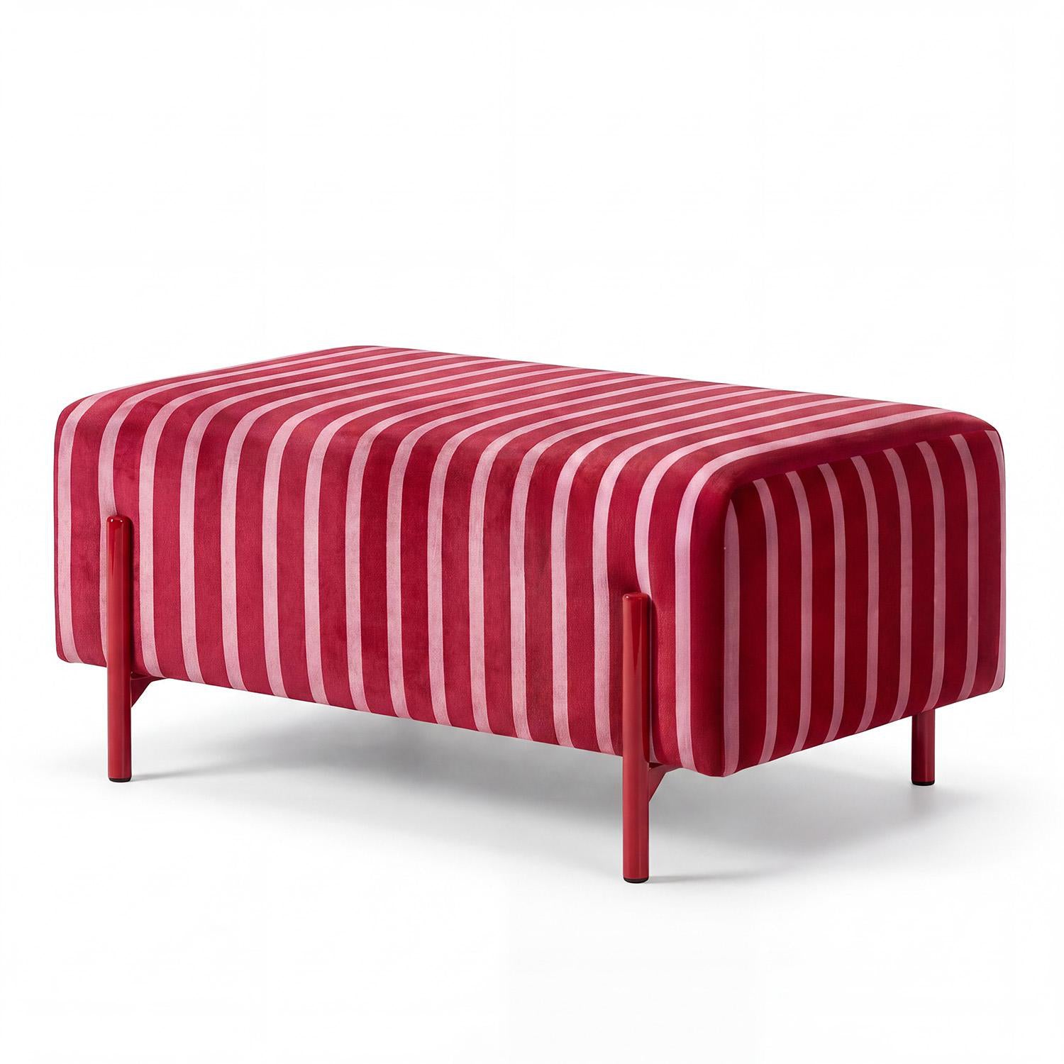 Puff Arthur Velvet Rayas Rosa, Rojo Premium