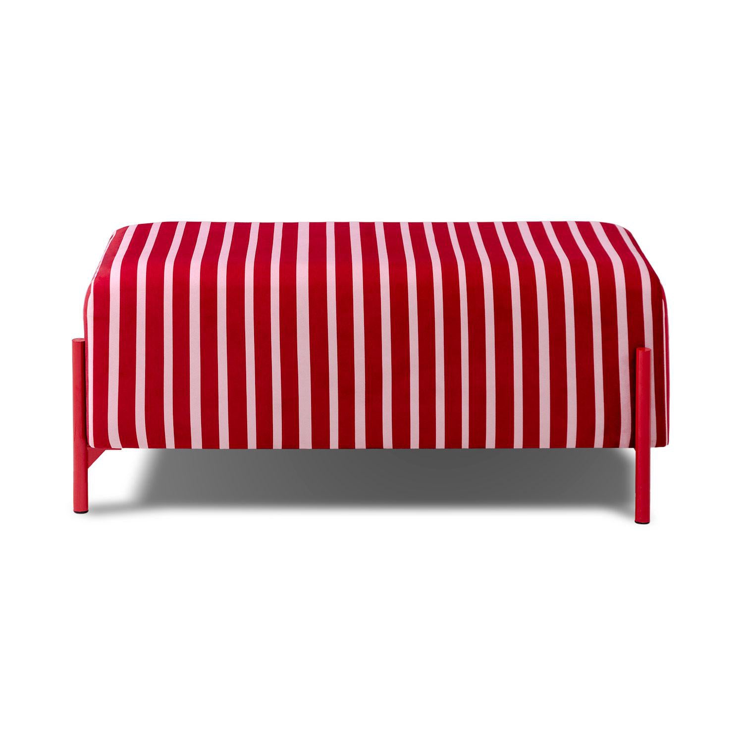 Puff Arthur Velvet Rayas Rosa, Rojo Premium