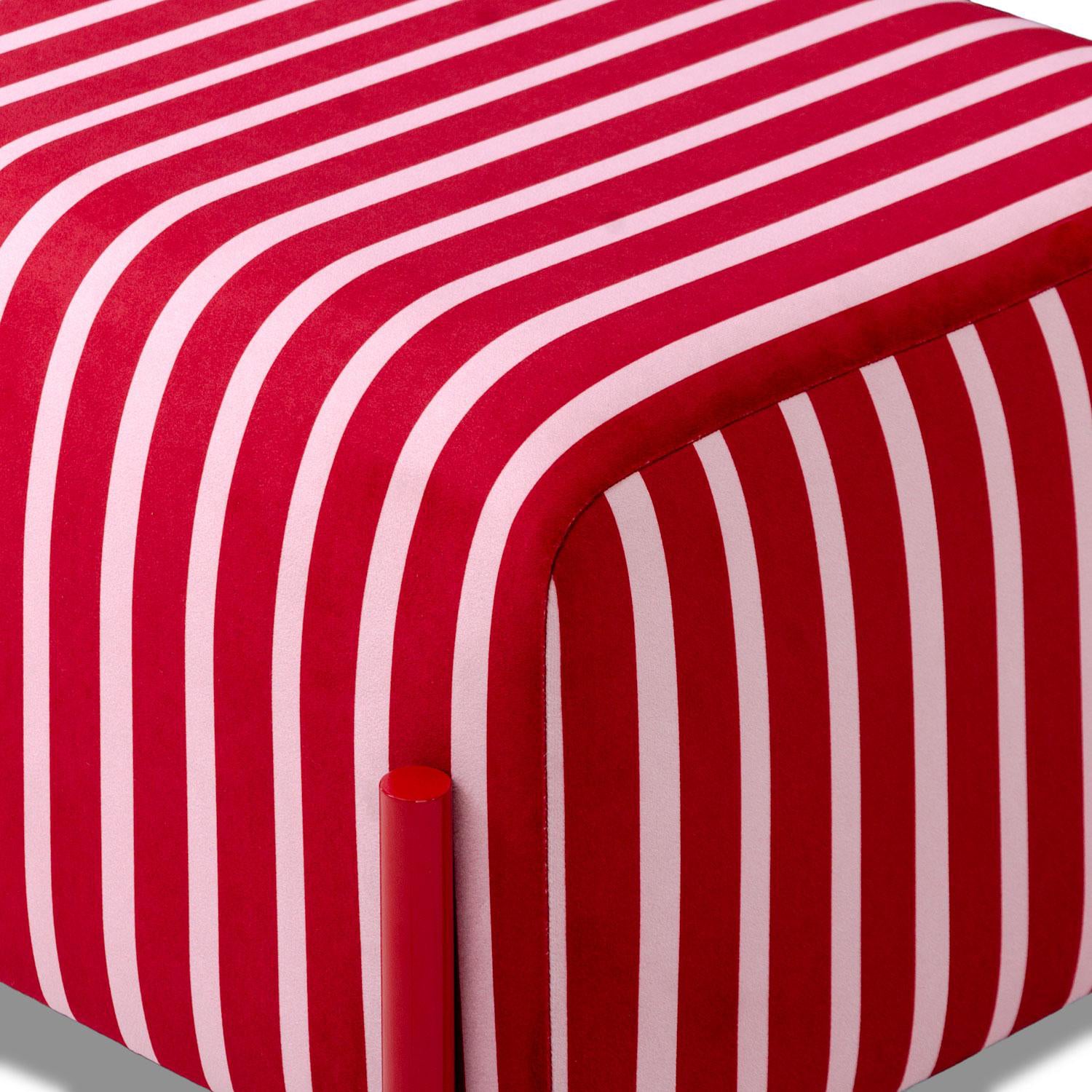 Puff Arthur Velvet Rayas Rosa, Rojo Premium