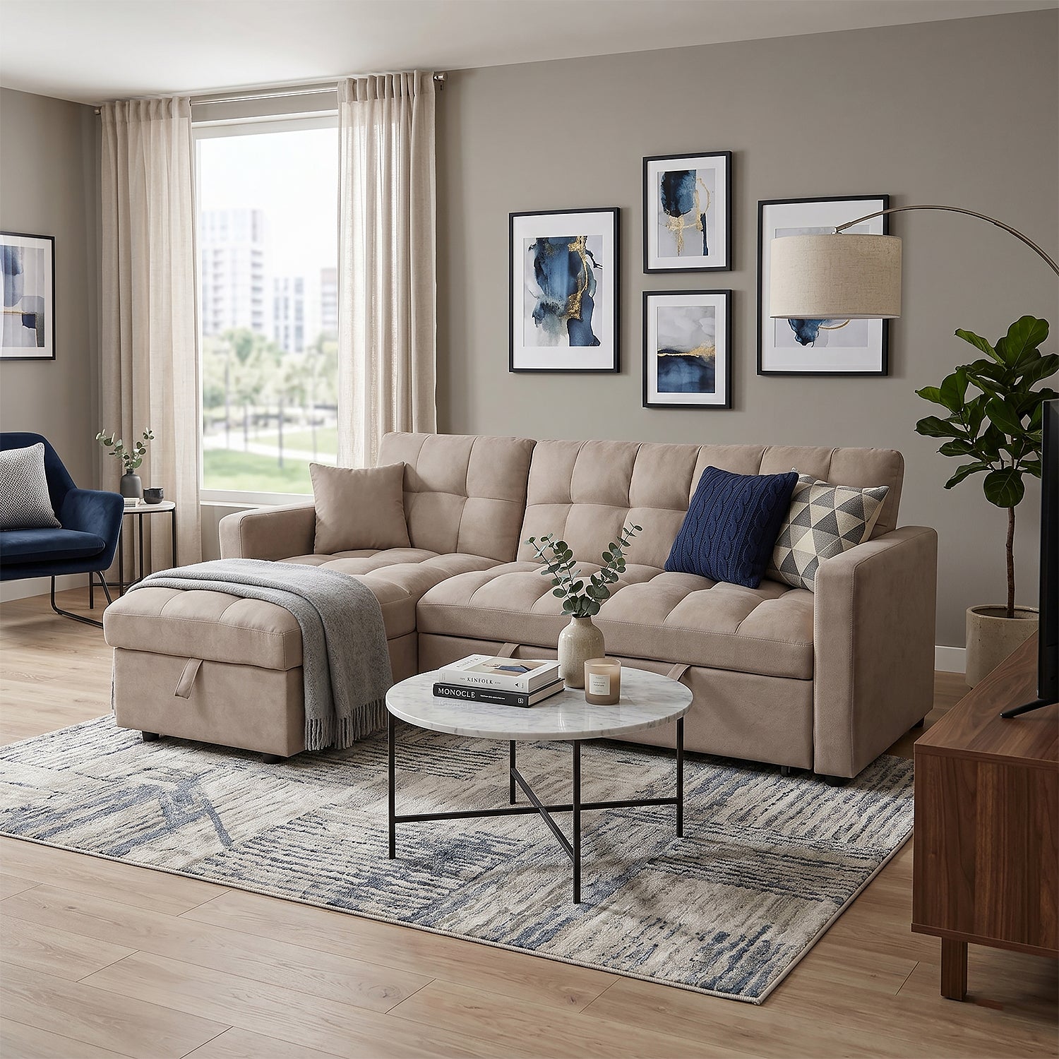 Sala cama Lenon Microfibra Beige