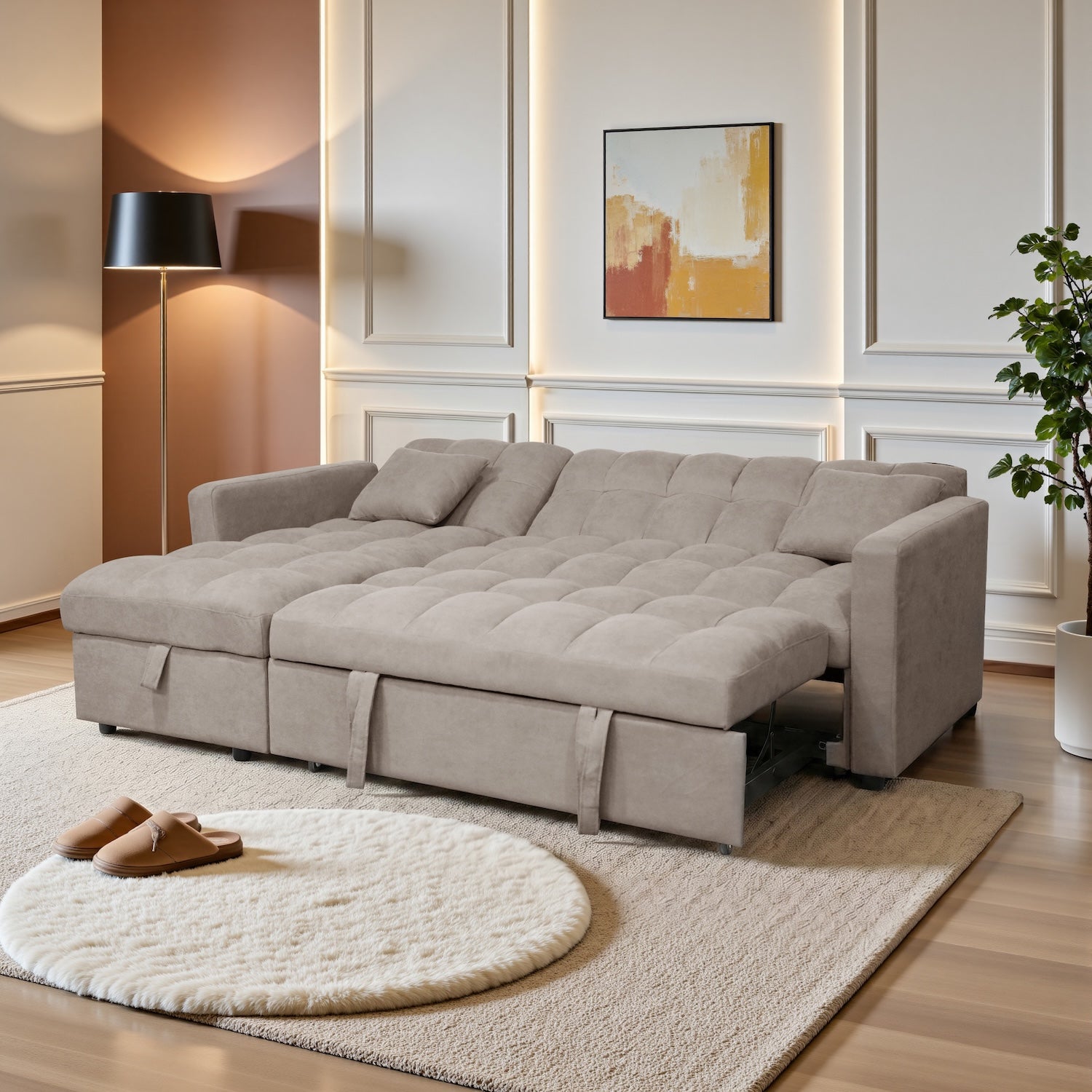 Sala cama Lenon Microfibra Beige